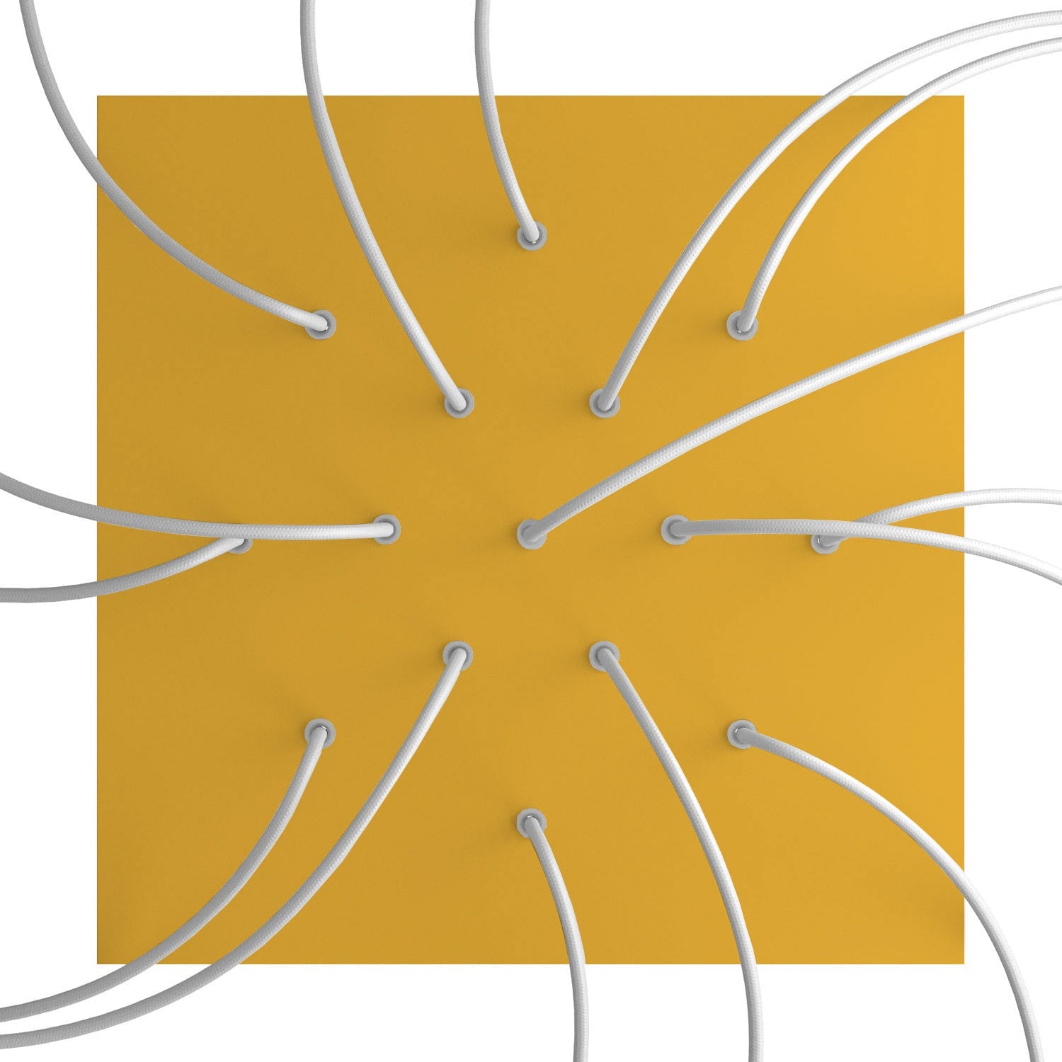 Rosone XXL Rose - One quadrato, 400 mm con 15 fori e 4 fori laterali - Mostarda - Creative Cables