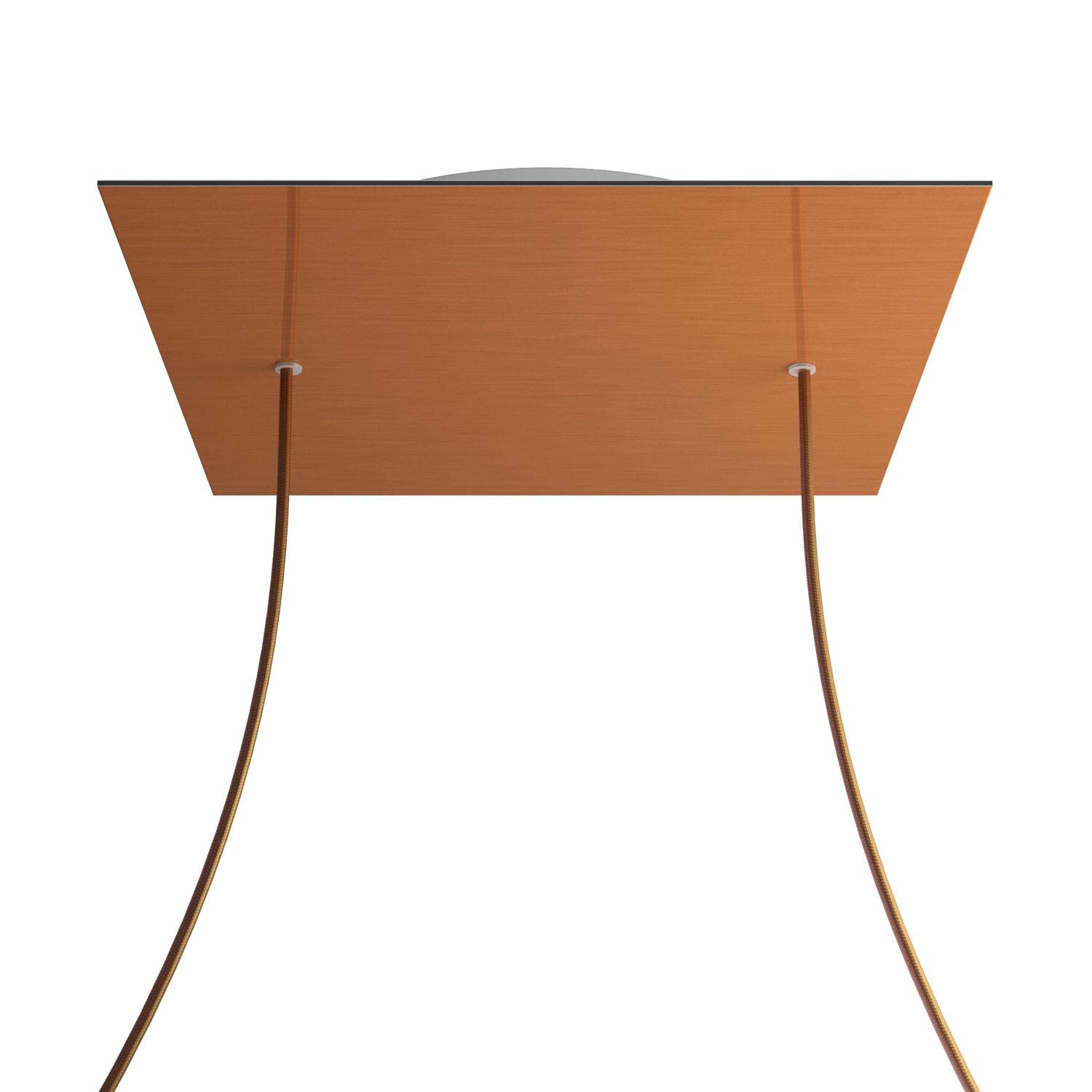 Rosone XXL Rose-One quadrato, 400 mm con 2 fori e 4 fori laterali - Dibond Rame satinato Bianco