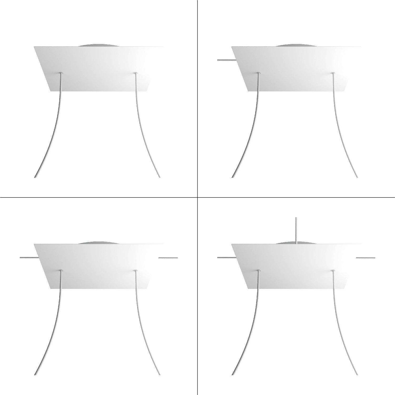 Rosone XXL Rose-One quadrato, 400 mm con 2 fori e 4 fori laterali - Legno Bianco