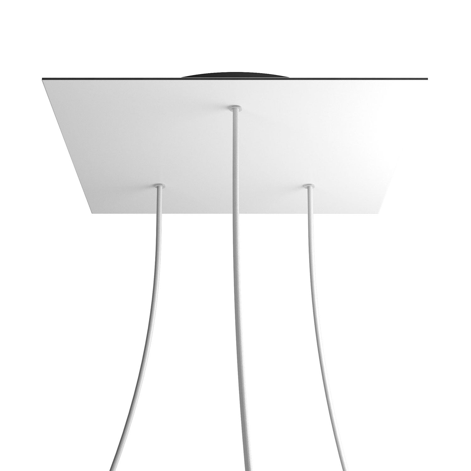 Rosone XXL Rose-One quadrato, 400 mm con 3 fori e 4 fori laterali - Bianco opaco Nero