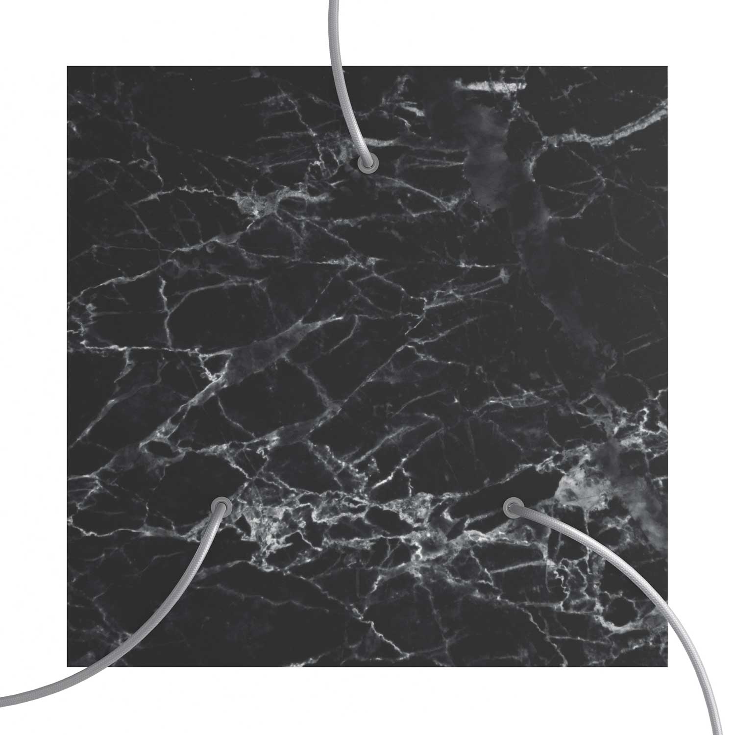 Rosone XXL Rose-One quadrato, 400 mm con 3 fori e 4 fori laterali - Marmo Marquina Bianco