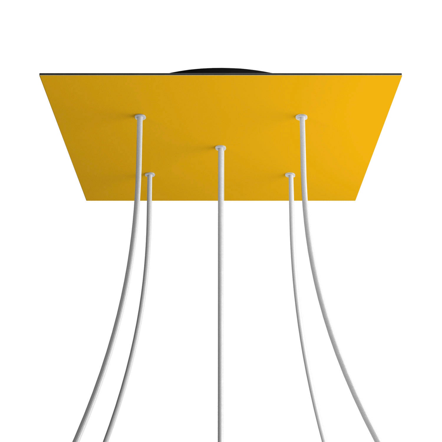 Rosone XXL Rose-One quadrato, 400 mm con 5 fori e 4 fori laterali - Mostarda Nero