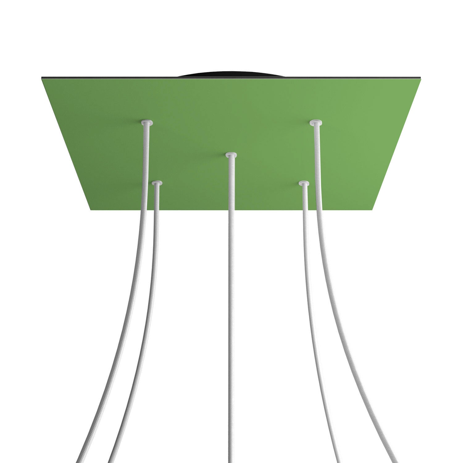 Rosone XXL Rose-One quadrato, 400 mm con 5 fori e 4 fori laterali - Verde prato Nero