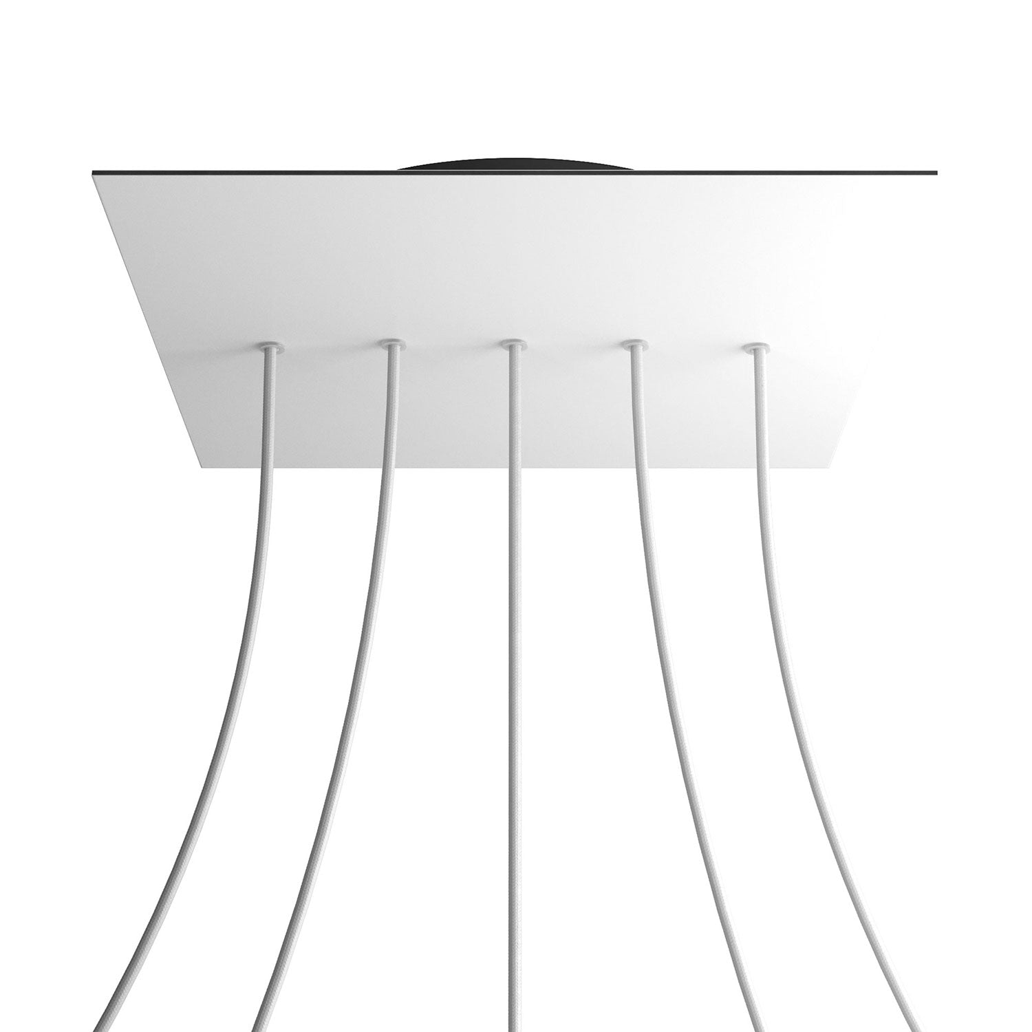 Rosone XXL Rose-One quadrato, 400 mm con 5 fori in linea e 4 fori laterali - Bianco opaco Nero