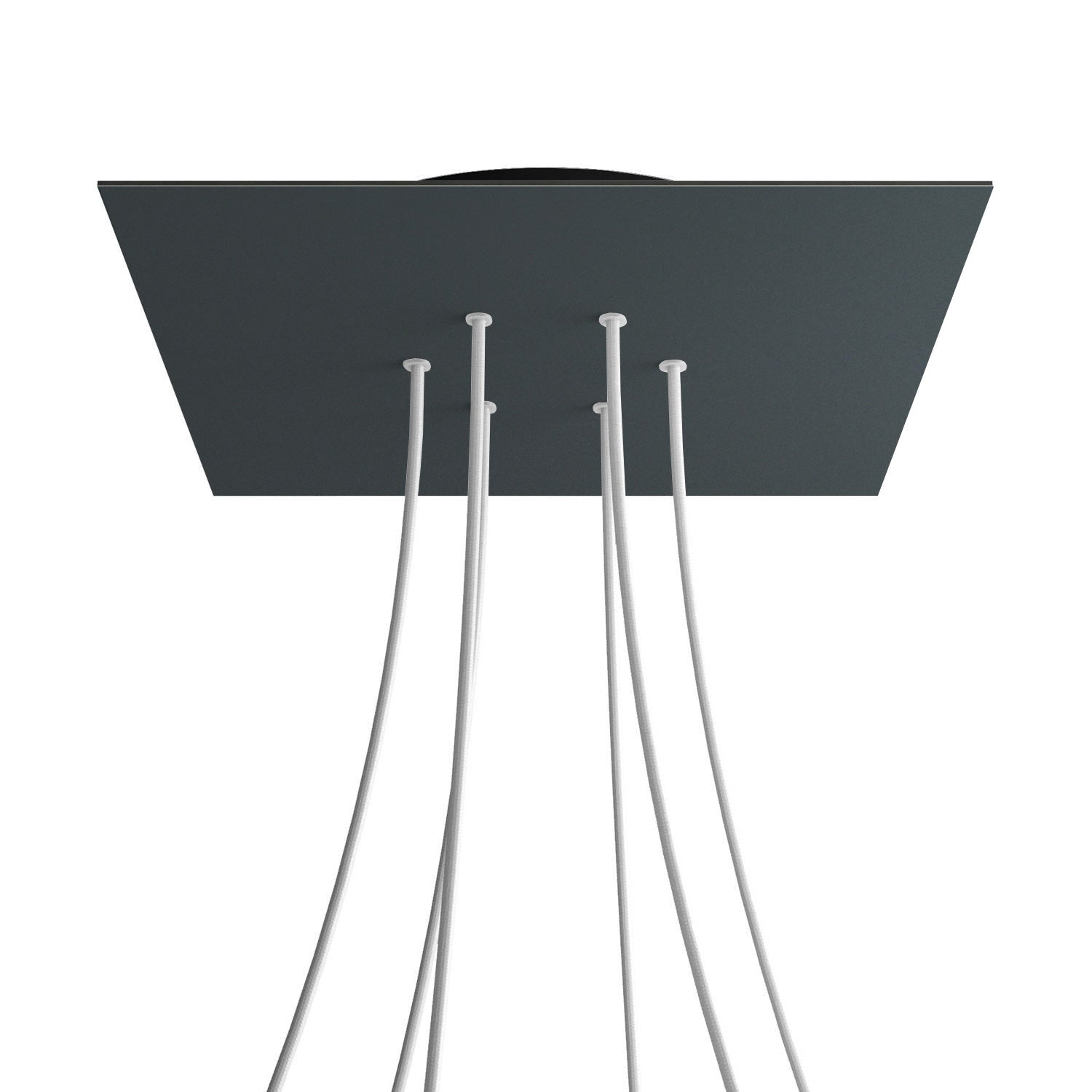 Rosone XXL Rose-One quadrato, 400 mm con 6 fori e 4 fori laterali - Antracite Nero