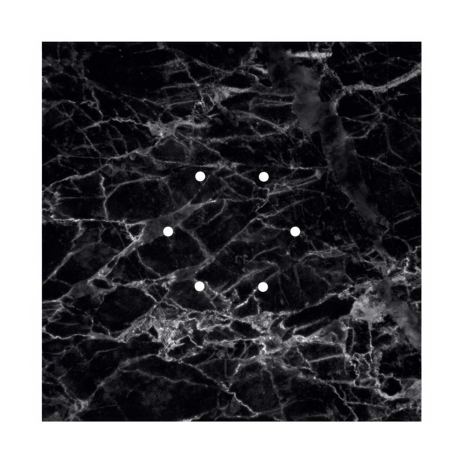 Rosone XXL Rose-One quadrato, 400 mm con 6 fori e 4 fori laterali - Marmo Marquina Bianco