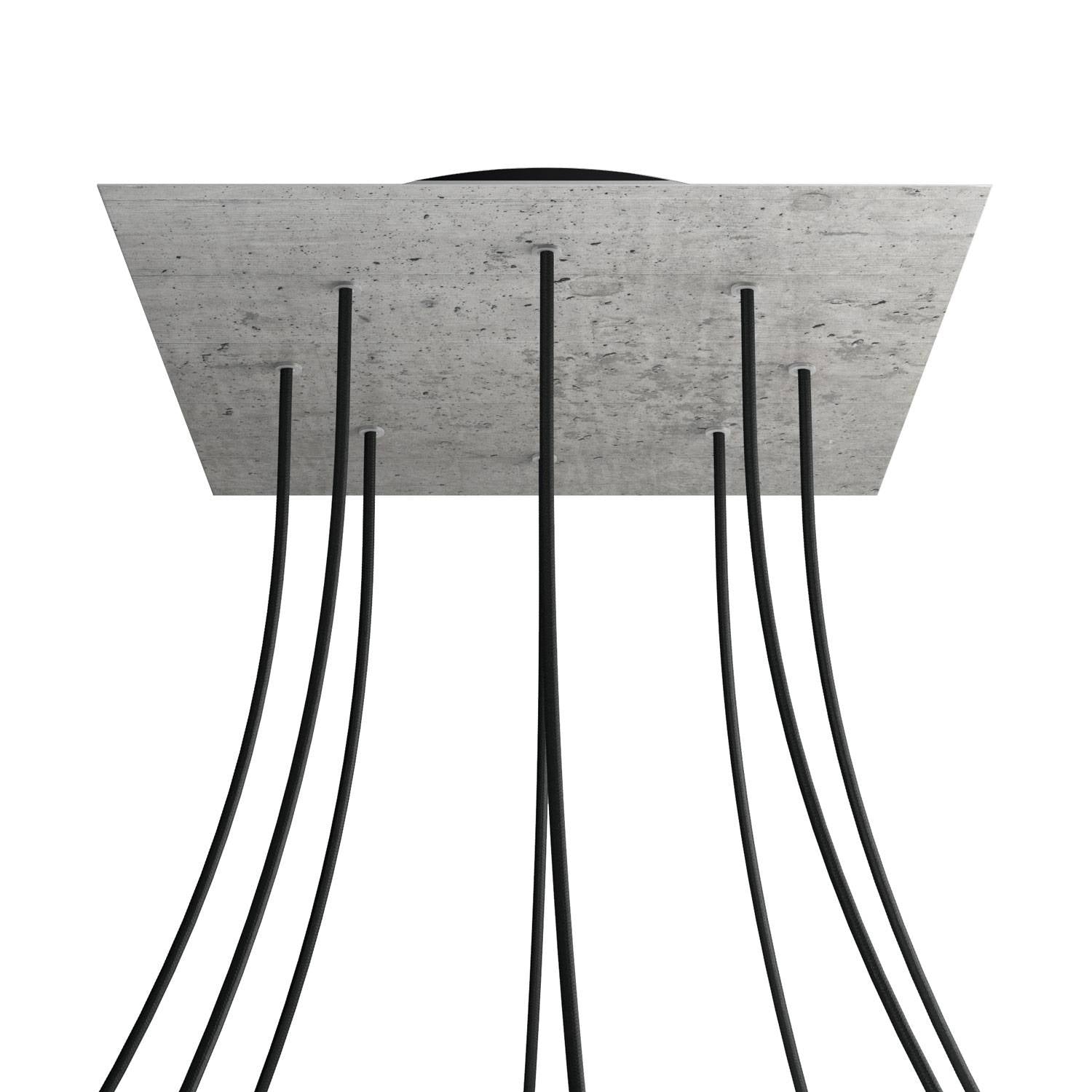 Rosone XXL Rose-One quadrato, 400 mm con 8 fori e 4 fori laterali - Cemento Nero