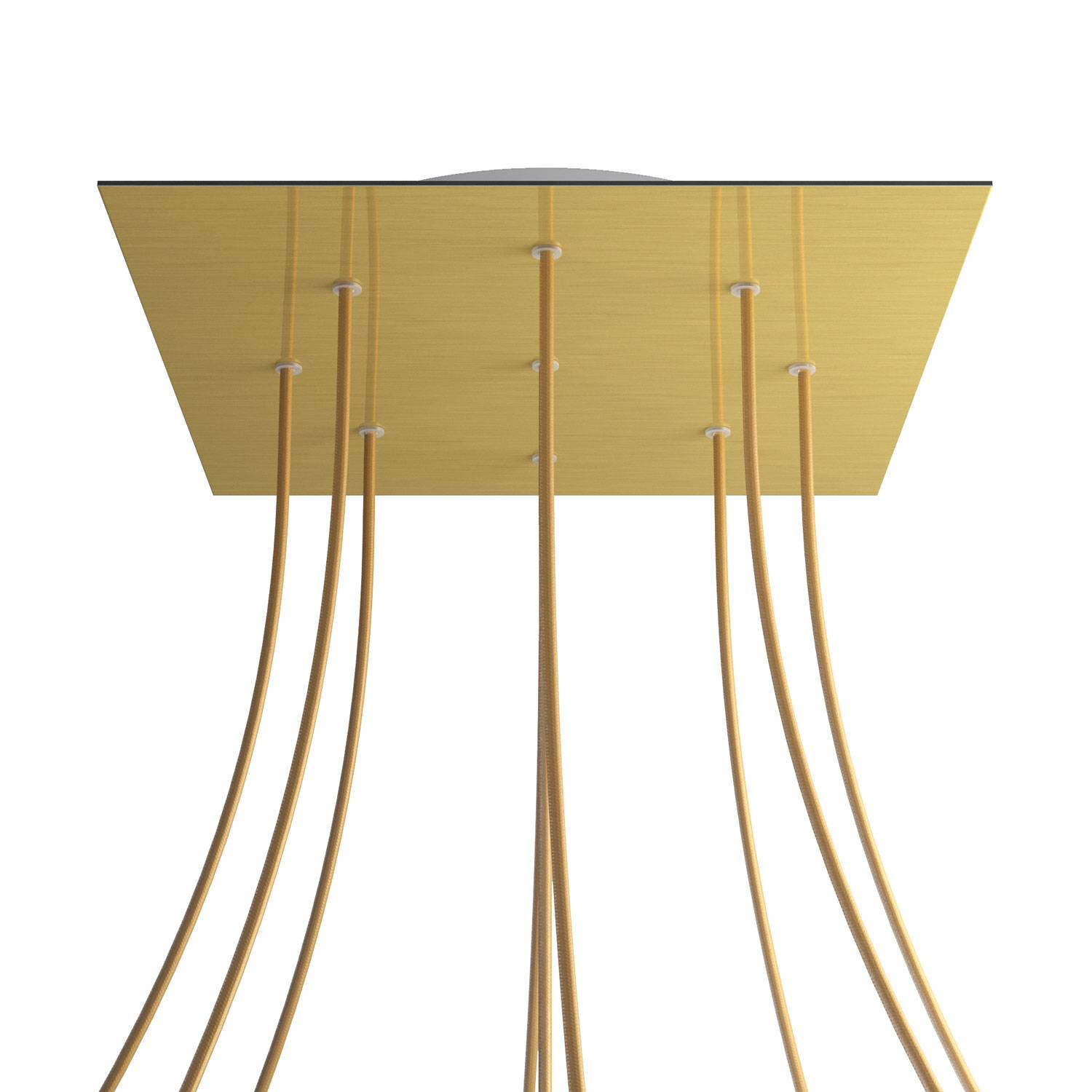 Rosone XXL Rose-One quadrato, 400 mm con 9 fori e 4 fori laterali - Dibond Ottone satinato Bianco