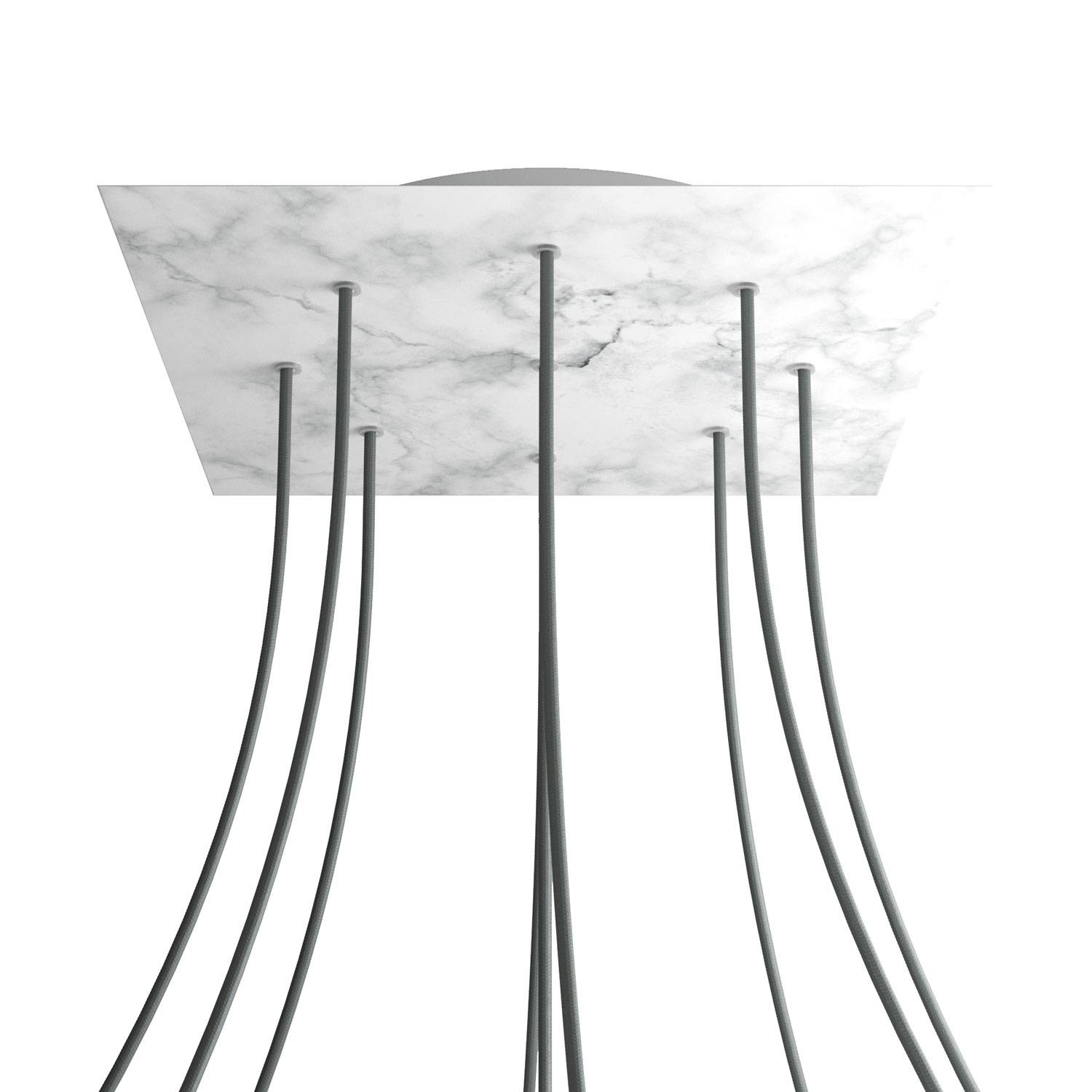 Rosone XXL Rose-One quadrato, 400 mm con 9 fori e 4 fori laterali - Marmo Carrara Bianco