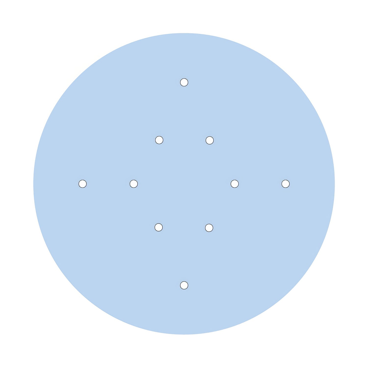 Rosone XXL Rose-One rotondo, diametro 400 mm con 10 fori e 4 fori laterali - Blu carta da zucchero Bianco