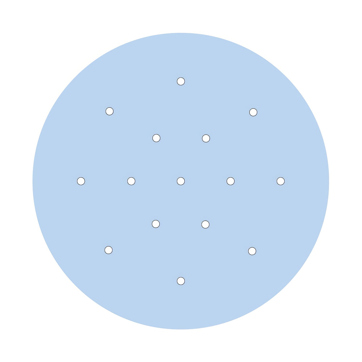 Rosone XXL Rose-One rotondo, diametro 400 mm con 15 fori e 4 fori laterali - Blu carta da zucchero Bianco