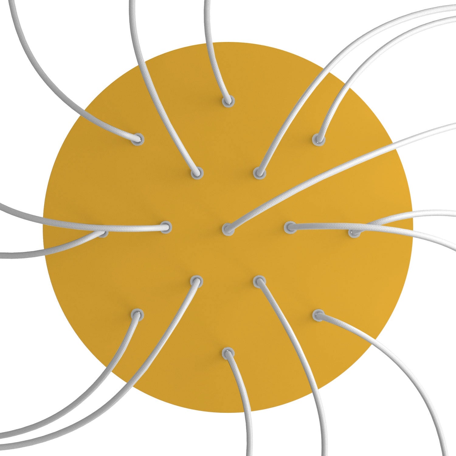 Rosone XXL Rose-One rotondo, diametro 400 mm con 15 fori e 4 fori laterali - Mostarda Bianco