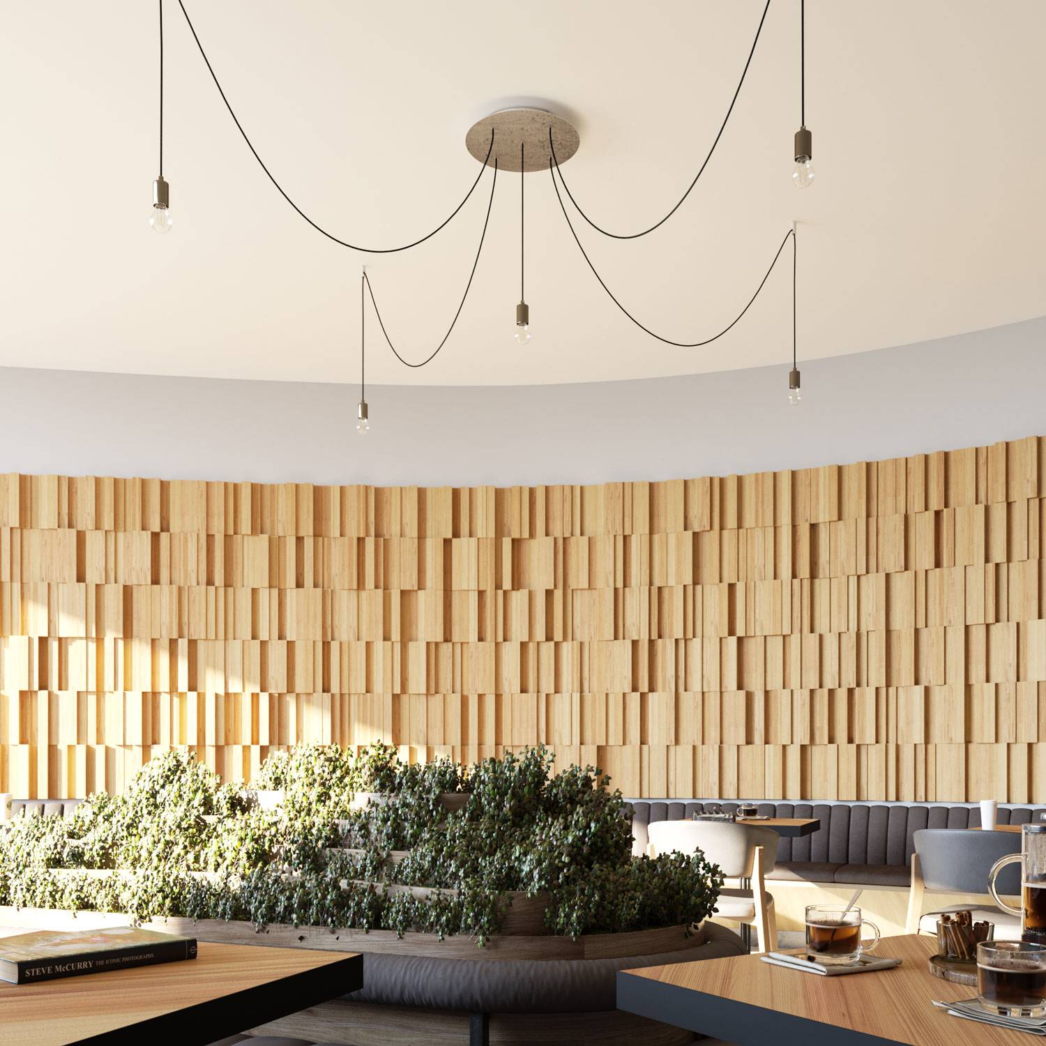 Rosone XXL Rose-One rotondo, diametro 400 mm con 5 fori e 4 fori laterali - Mostarda Bianco