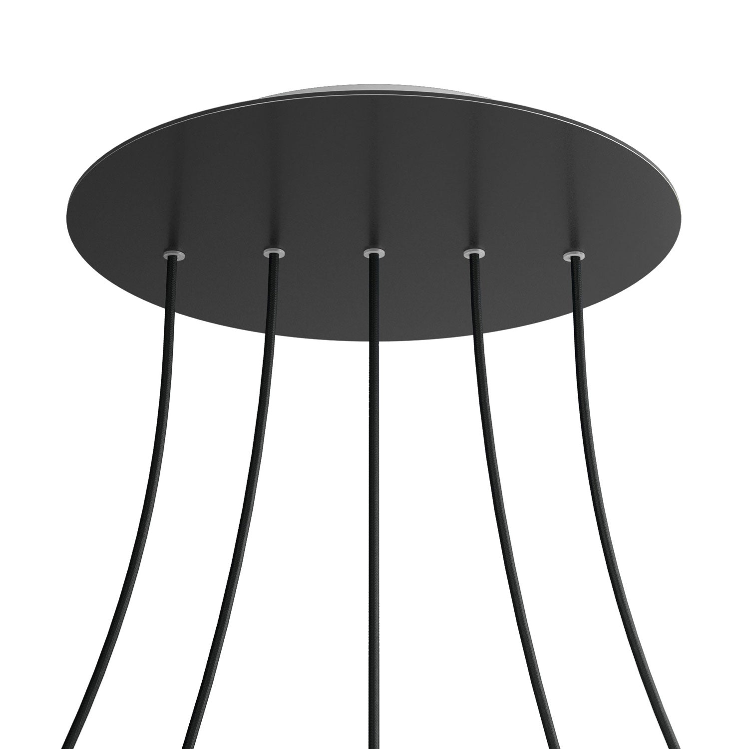 Rosone XXL Rose-One rotondo, diametro 400 mm con 5 fori in linea e 4 fori laterali - Nero opaco Bianco