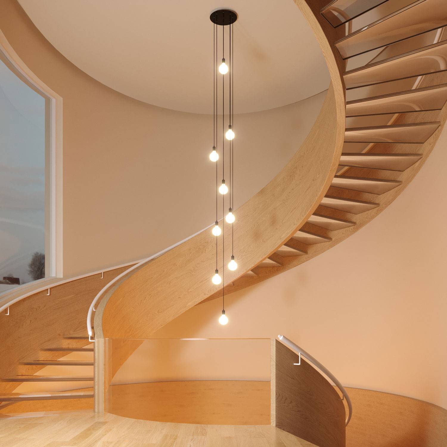 Rosone XXL Rose-One rotondo, diametro 400 mm con 9 fori e 4 fori laterali - Dibond Acciaio satinato Bianco