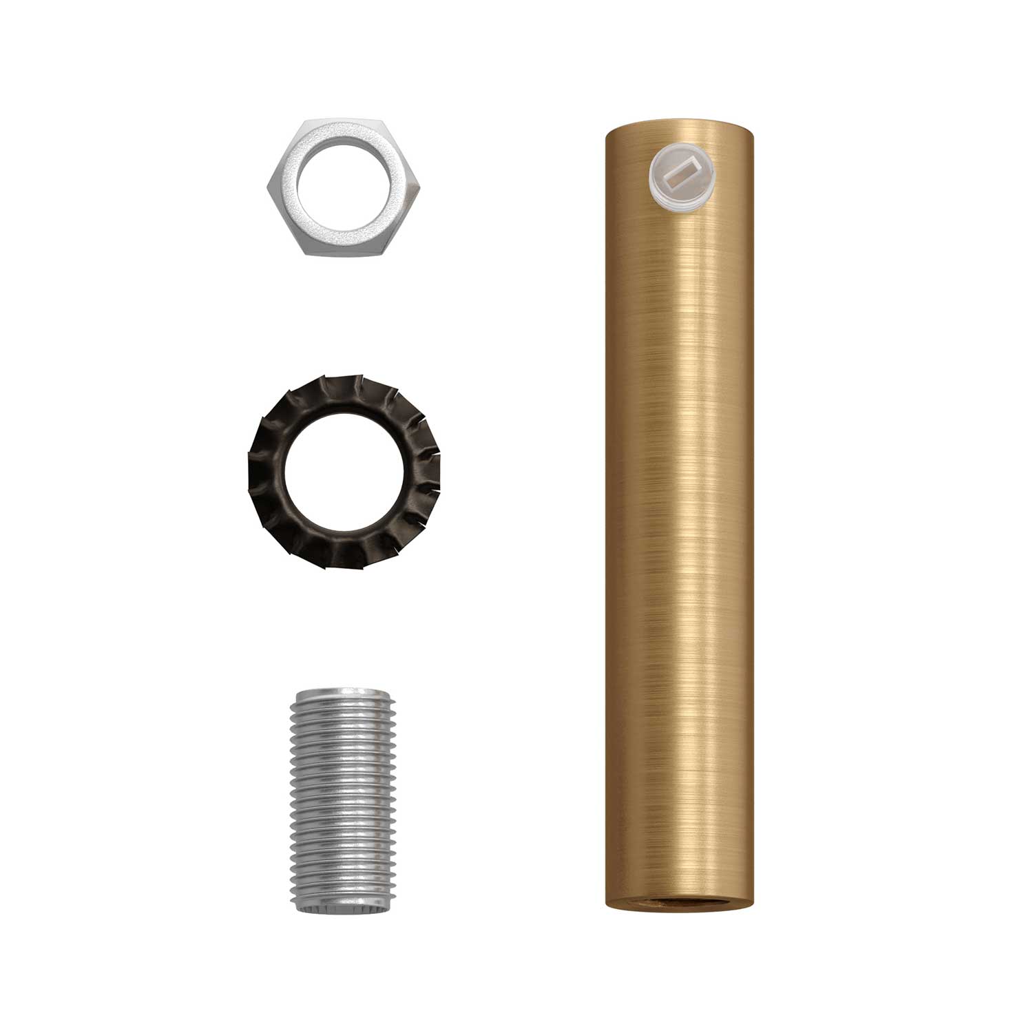 Serracavo cilindrico in metallo lunghezza 7 cm completo di tige, dado e rondella - Bronzo satinato
