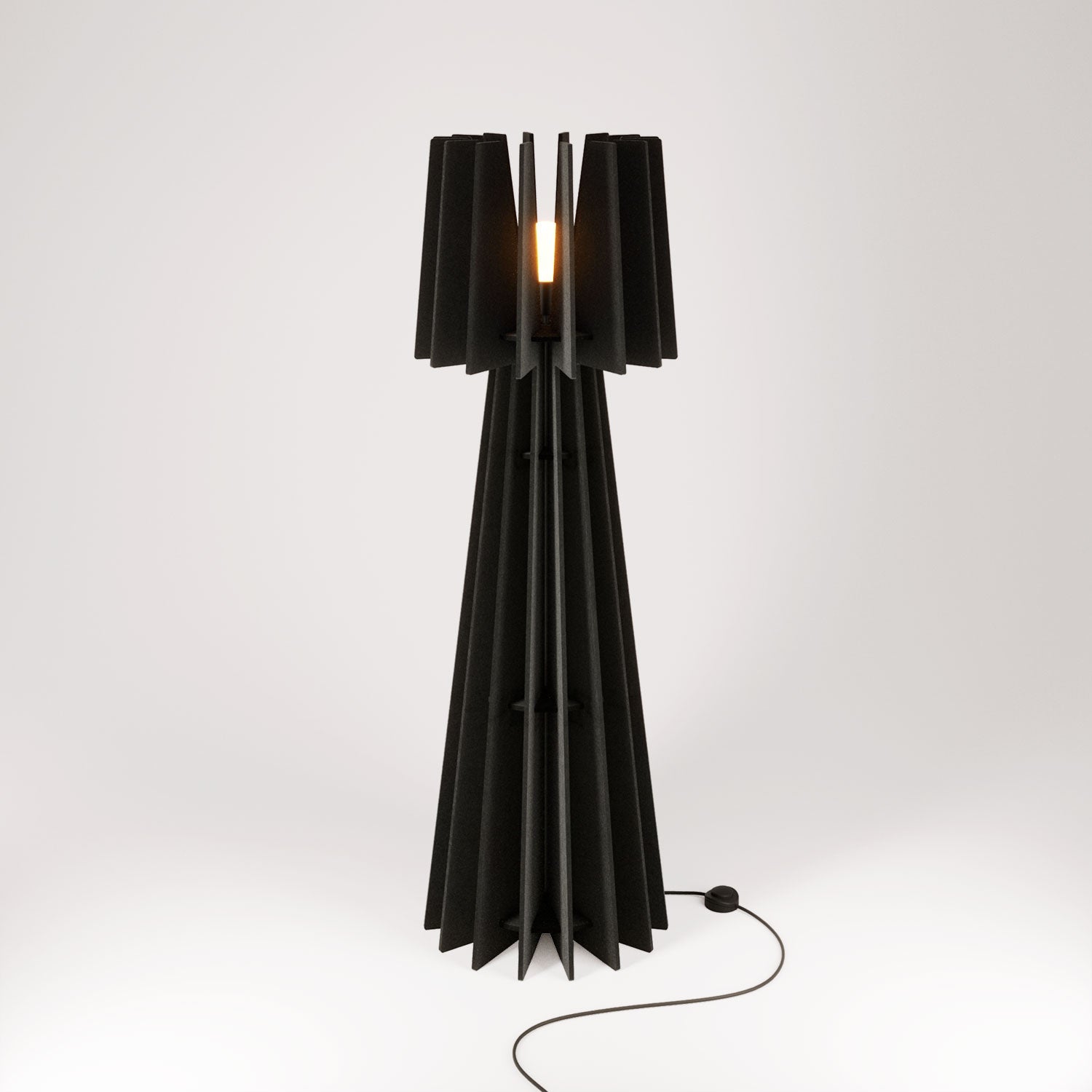 SHHINE lampada da terra in materiale fonoassorbente - Nero melange - Creative Cables
