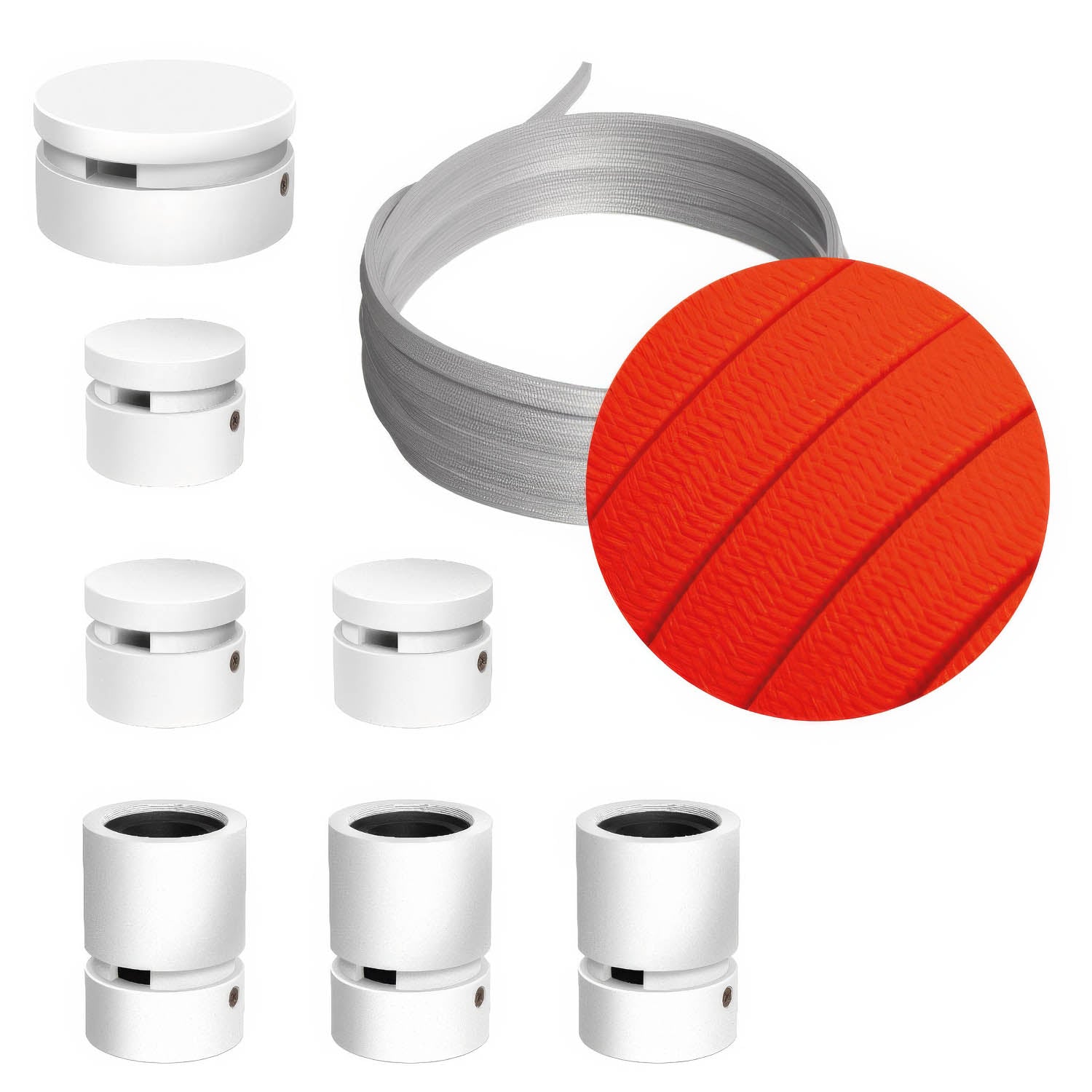 Sistema Filé Linear Kit - con cavo CF15 di 5 m per catenaria e 7 componenti in legno verniciato bianco per interni - Creative Cables