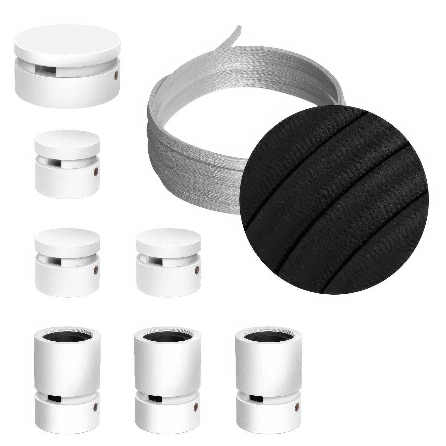 Sistema Filé Linear Kit - con cavo CM04 di 5 m per catenaria e 7 componenti in legno verniciato bianco per interni - Creative Cables