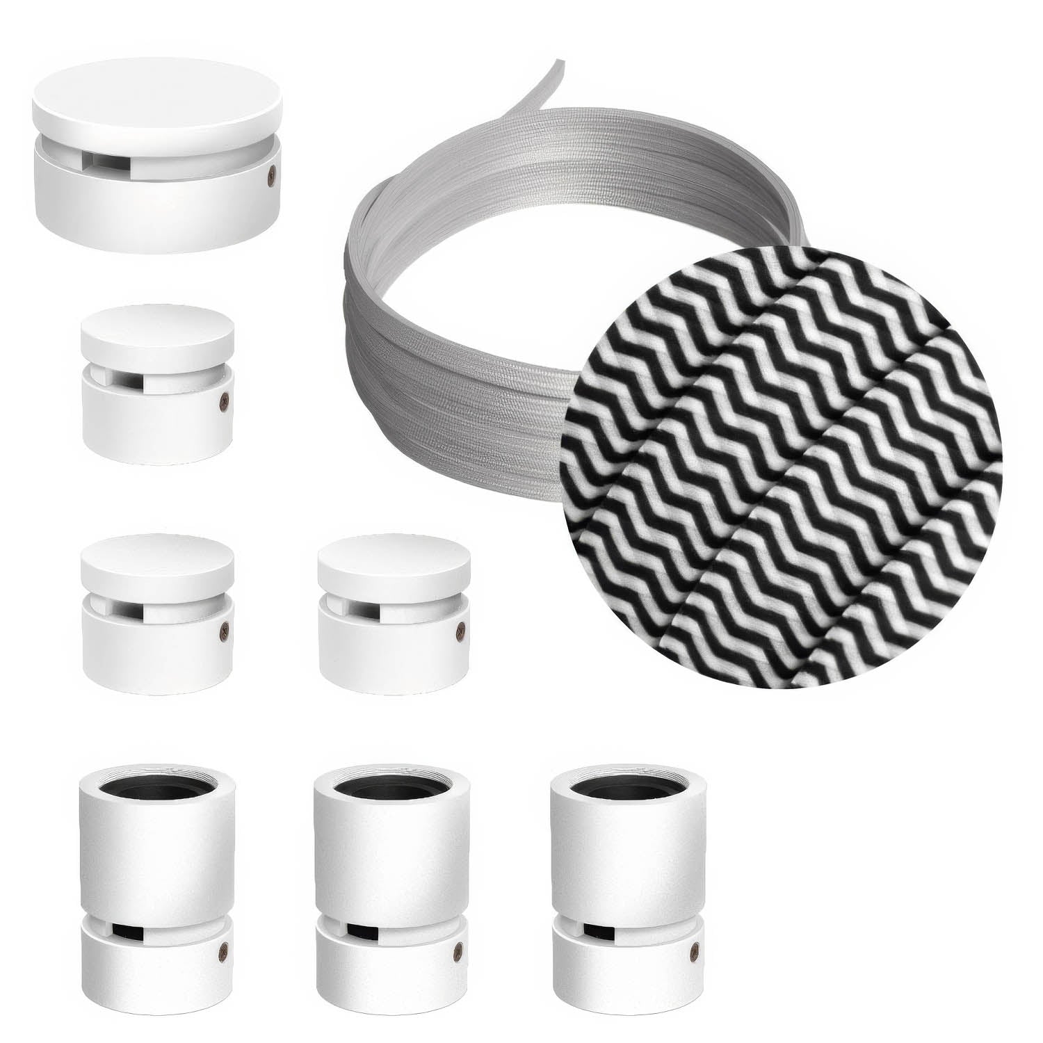 Sistema Filé Linear Kit - con cavo CZ04 di 5 m per catenaria e 7 componenti in legno verniciato bianco per interni - Creative Cables