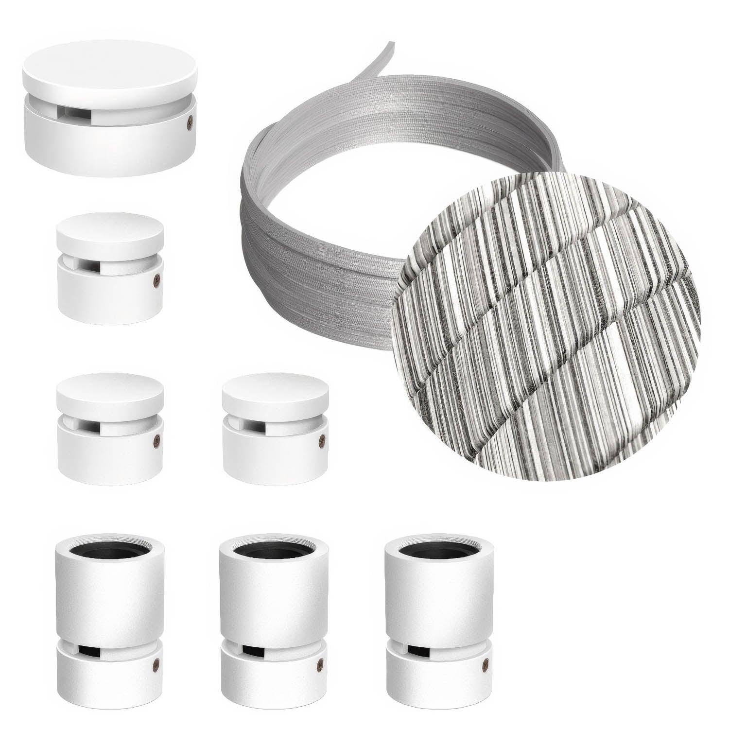 Sistema Filé Linear Kit - con cavo ECC37 di 5 m per catenaria e 7 componenti in legno verniciato bianco per interni - Creative Cables