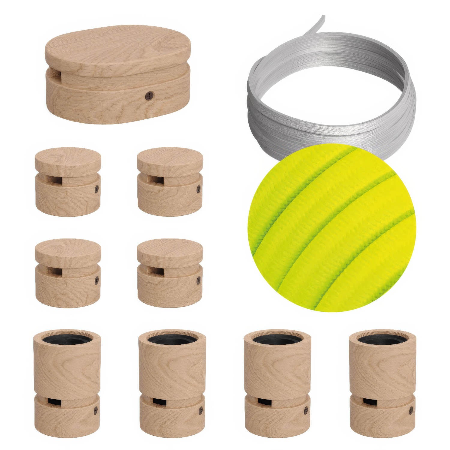 Sistema Filé Symmetric Kit - con cavo CF10 di 5 m per catenaria e 9 componenti in legno per interni - Creative Cables