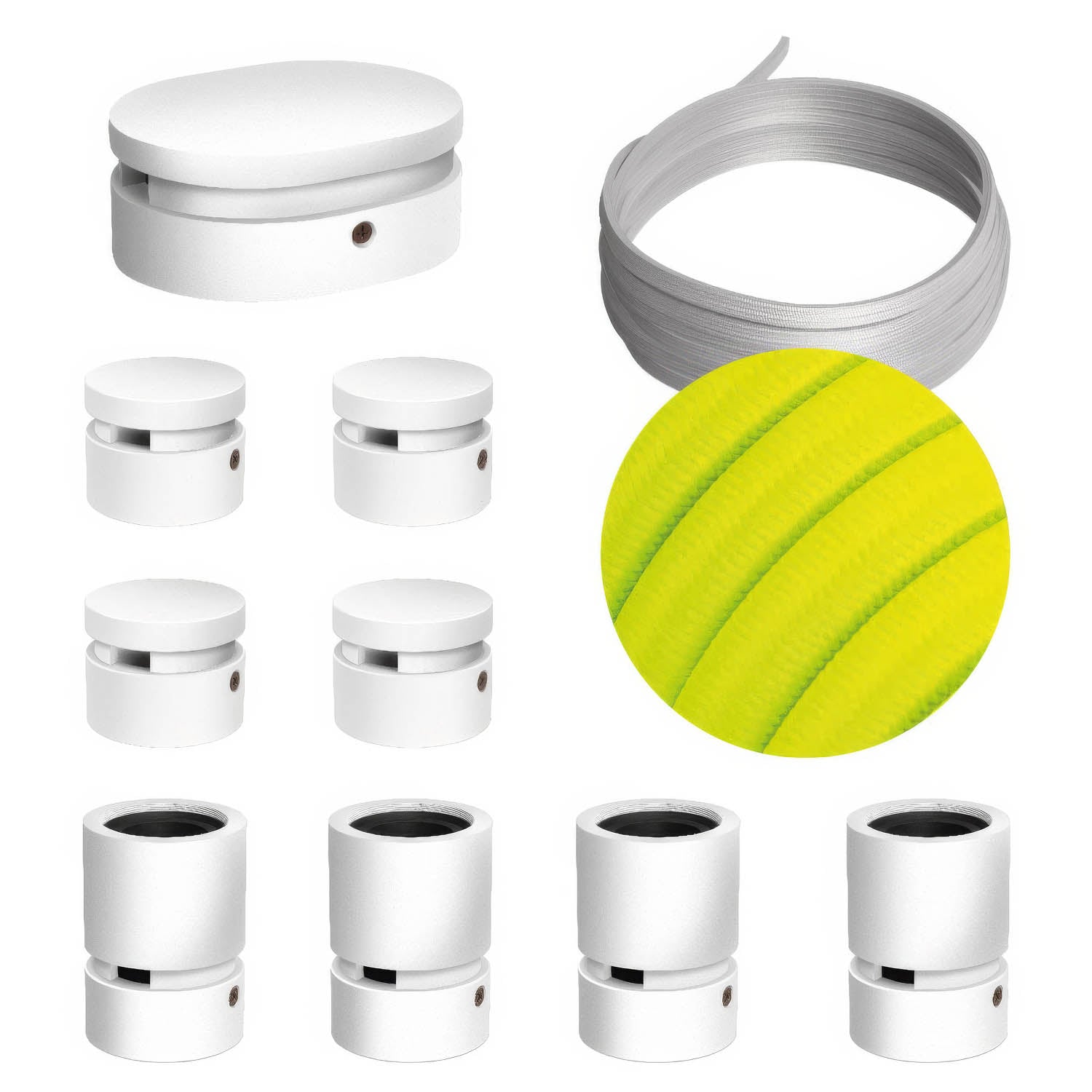 Sistema Filé Symmetric Kit - con cavo CF10 di 5 m per catenaria e 9 componenti in legno verniciato bianco per interni - Creative Cables