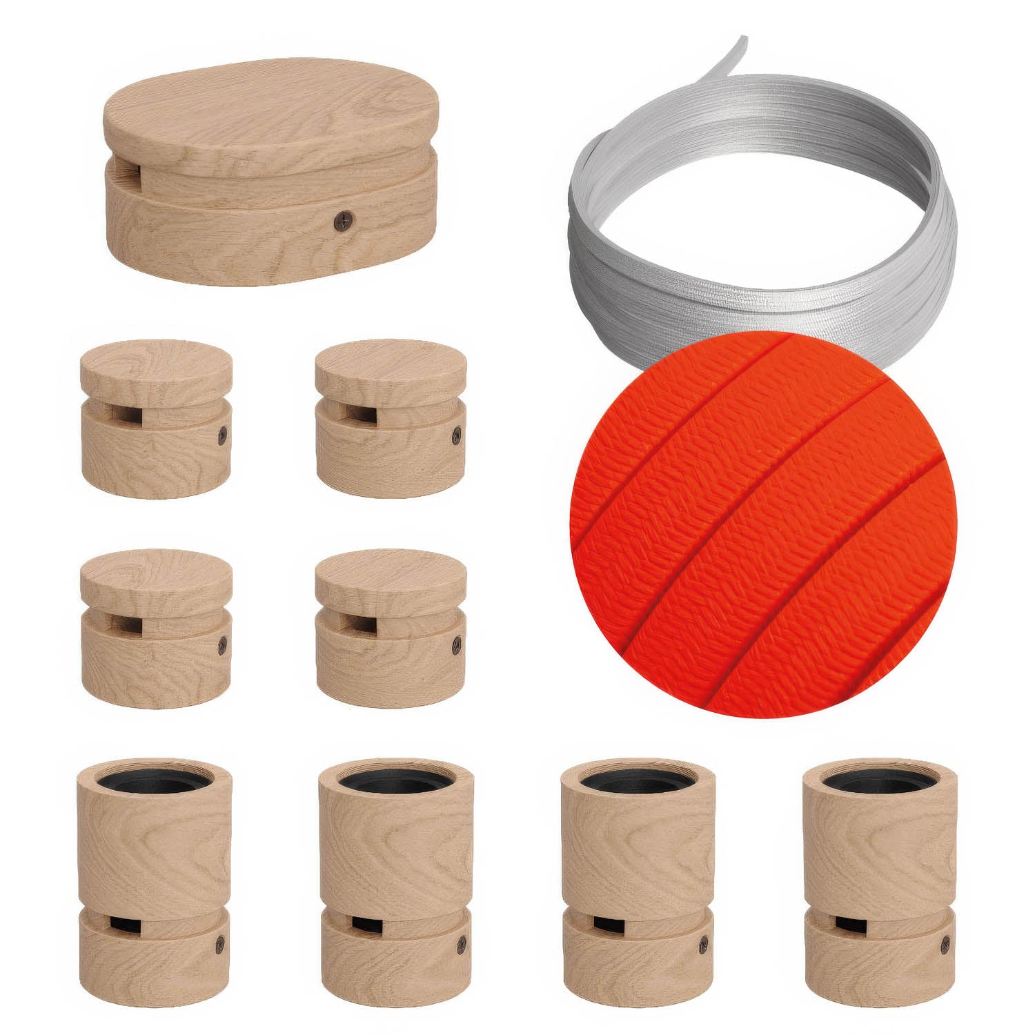 Sistema Filé Symmetric Kit - con cavo CF15 di 5 m per catenaria e 9 componenti in legno per interni - Creative Cables