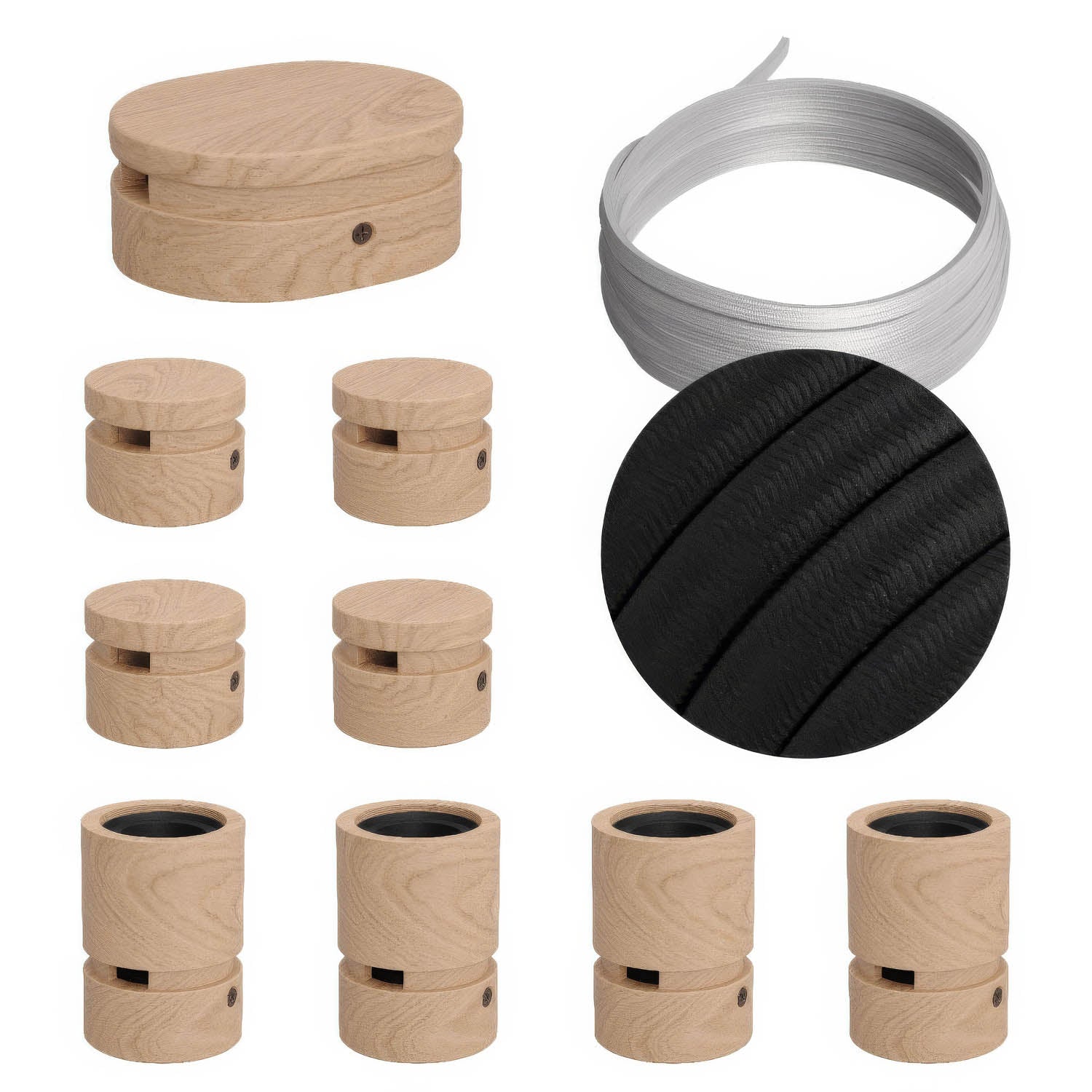 Sistema Filé Symmetric Kit - con cavo CM04 di 5 m per catenaria e 9 componenti in legno per interni - Creative Cables