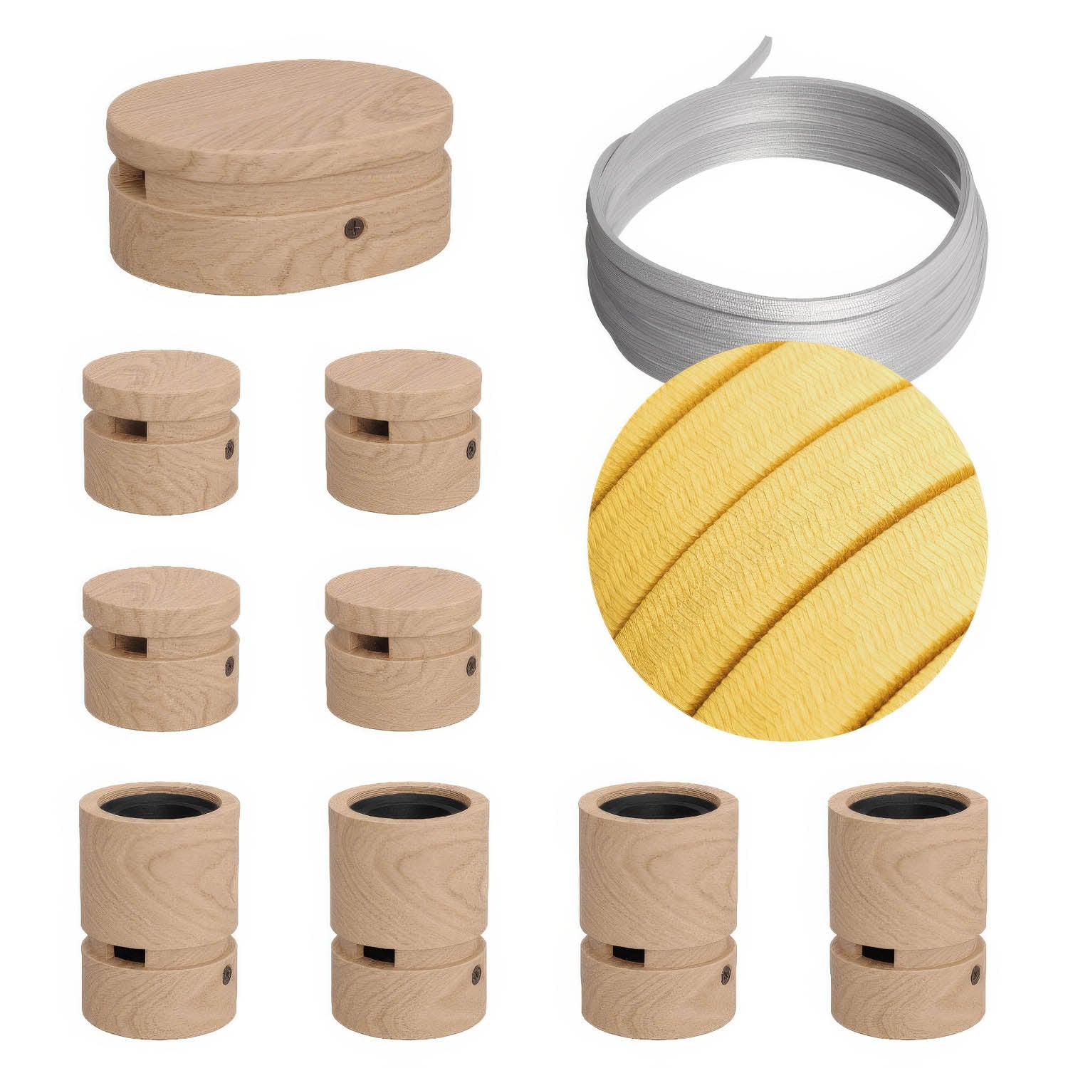 Sistema Filé Symmetric Kit - con cavo CM10 di 5 m per catenaria e 9 componenti in legno per interni - Creative Cables