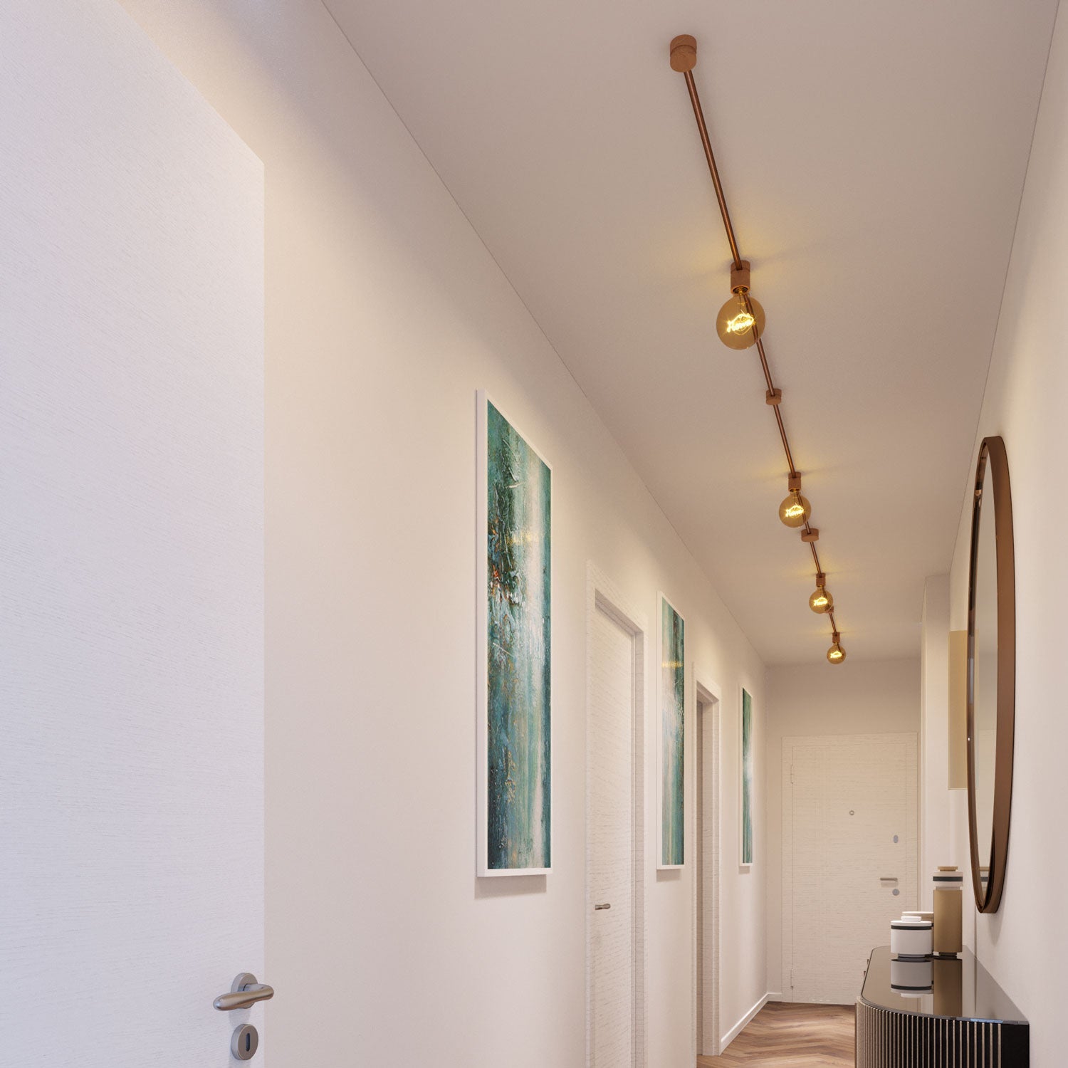 Sistema Filé Symmetric Kit - con cavo CM22 di 5 m per catenaria e 9 componenti in legno per interni - Creative Cables