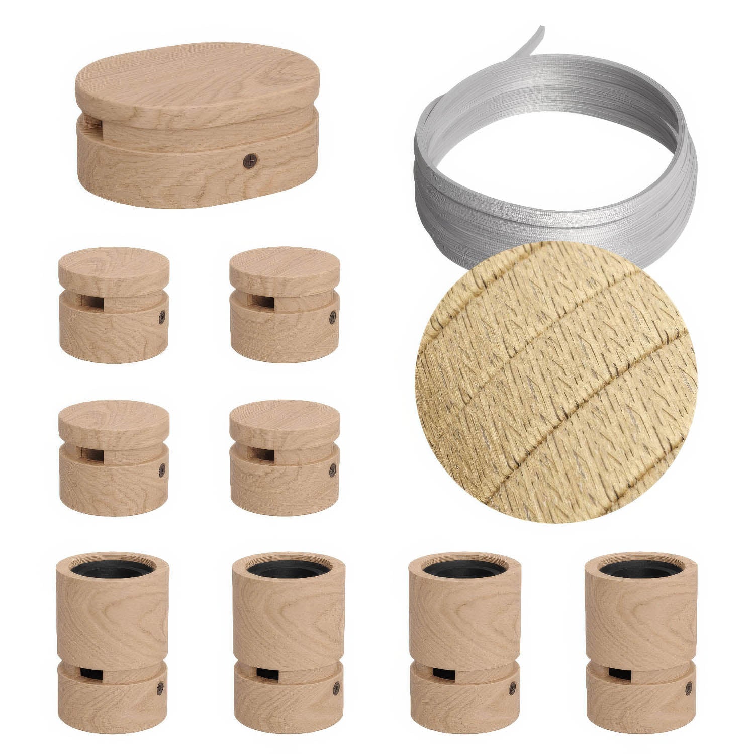 Sistema Filé Symmetric Kit - con cavo CN06 di 5 m per catenaria e 9 componenti in legno per interni - Creative Cables