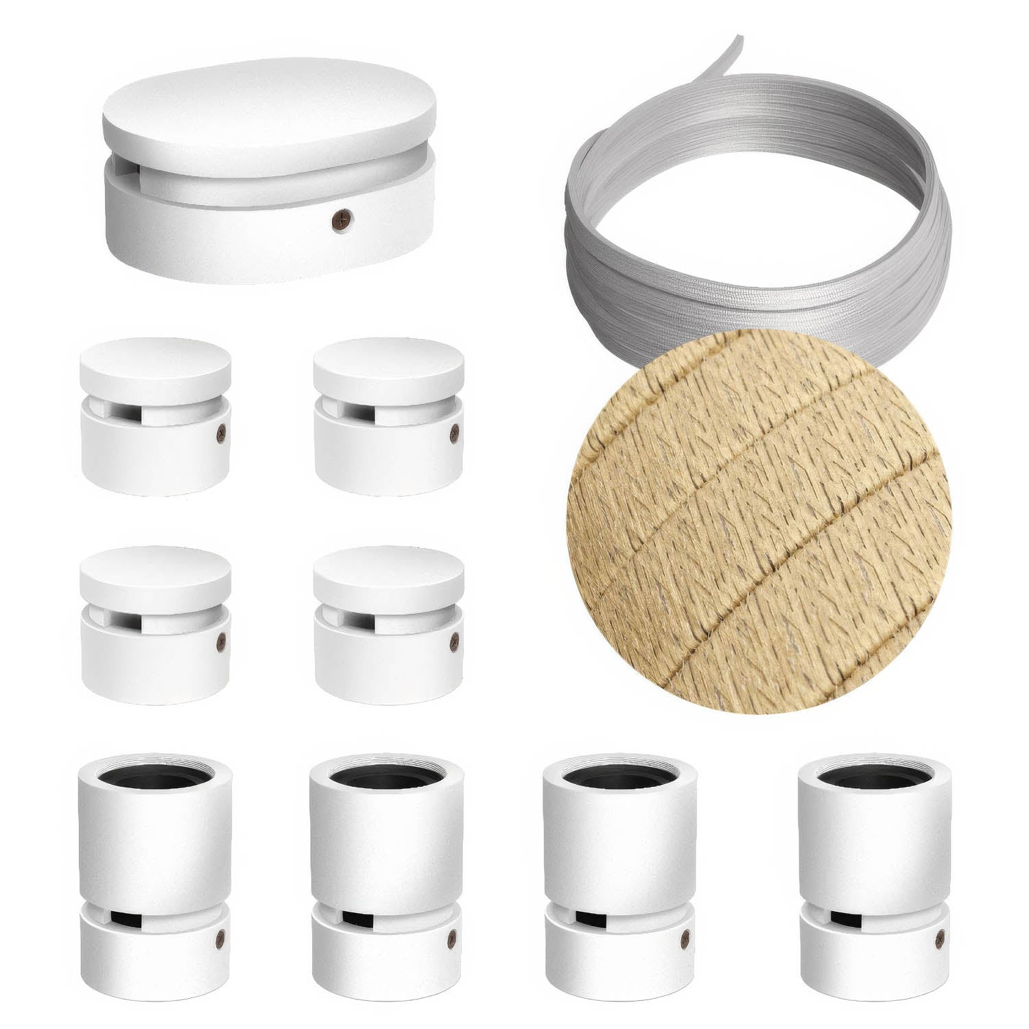 Sistema Filé Symmetric Kit - con cavo CN06 di 5 m per catenaria e 9 componenti in legno verniciato bianco per interni - Creative Cables