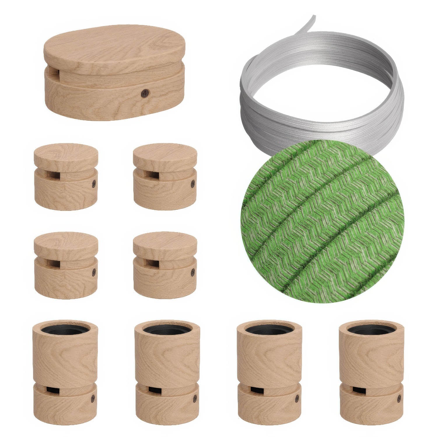 Sistema Filé Symmetric Kit - con cavo CX08 di 5 m per catenaria e 9 componenti in legno per interni - Creative Cables