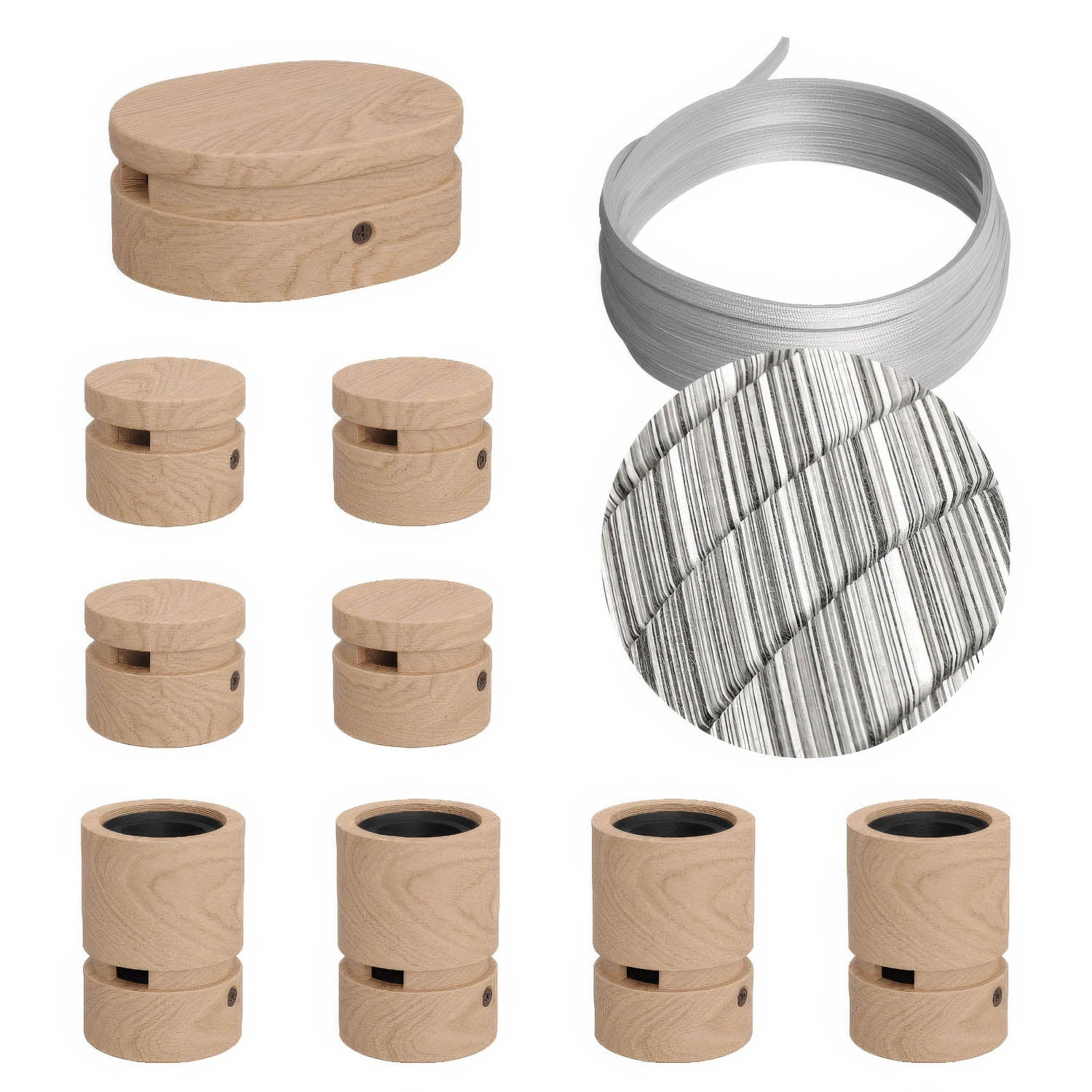 Sistema Filé Symmetric Kit - con cavo ECC37 di 5 m per catenaria e 9 componenti in legno per interni - Creative Cables