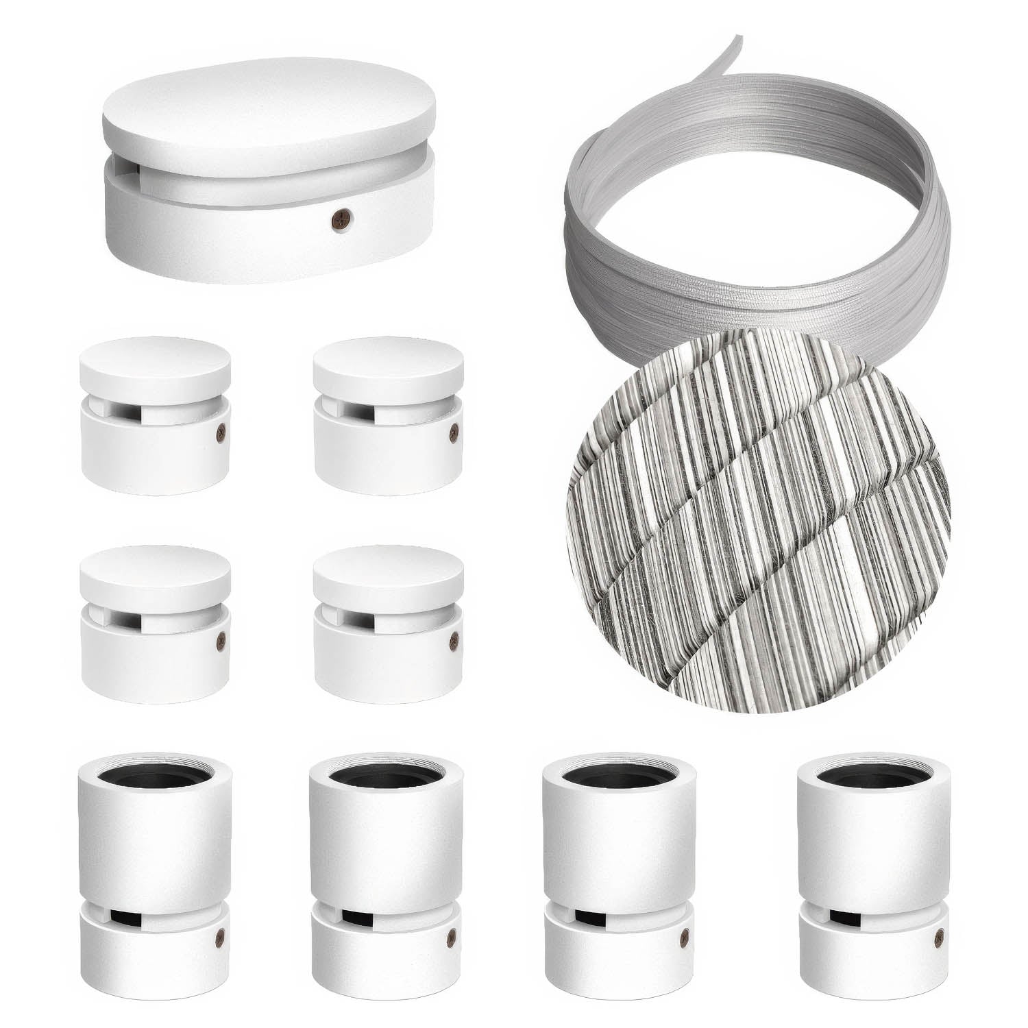 Sistema Filé Symmetric Kit - con cavo ECC37 di 5 m per catenaria e 9 componenti in legno verniciato bianco per interni - Creative Cables