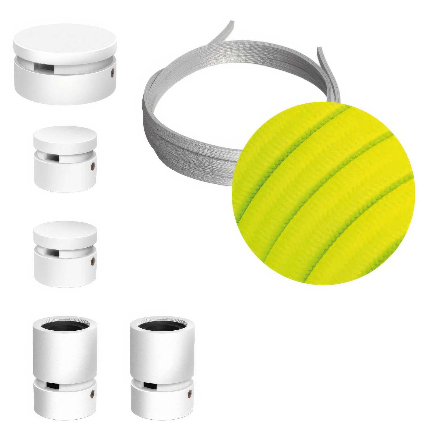 Sistema Filé Wiggle Kit - con cavo CF10 di 3 m per catenaria e 5 componenti in legno verniciato bianco per interni - Creative Cables