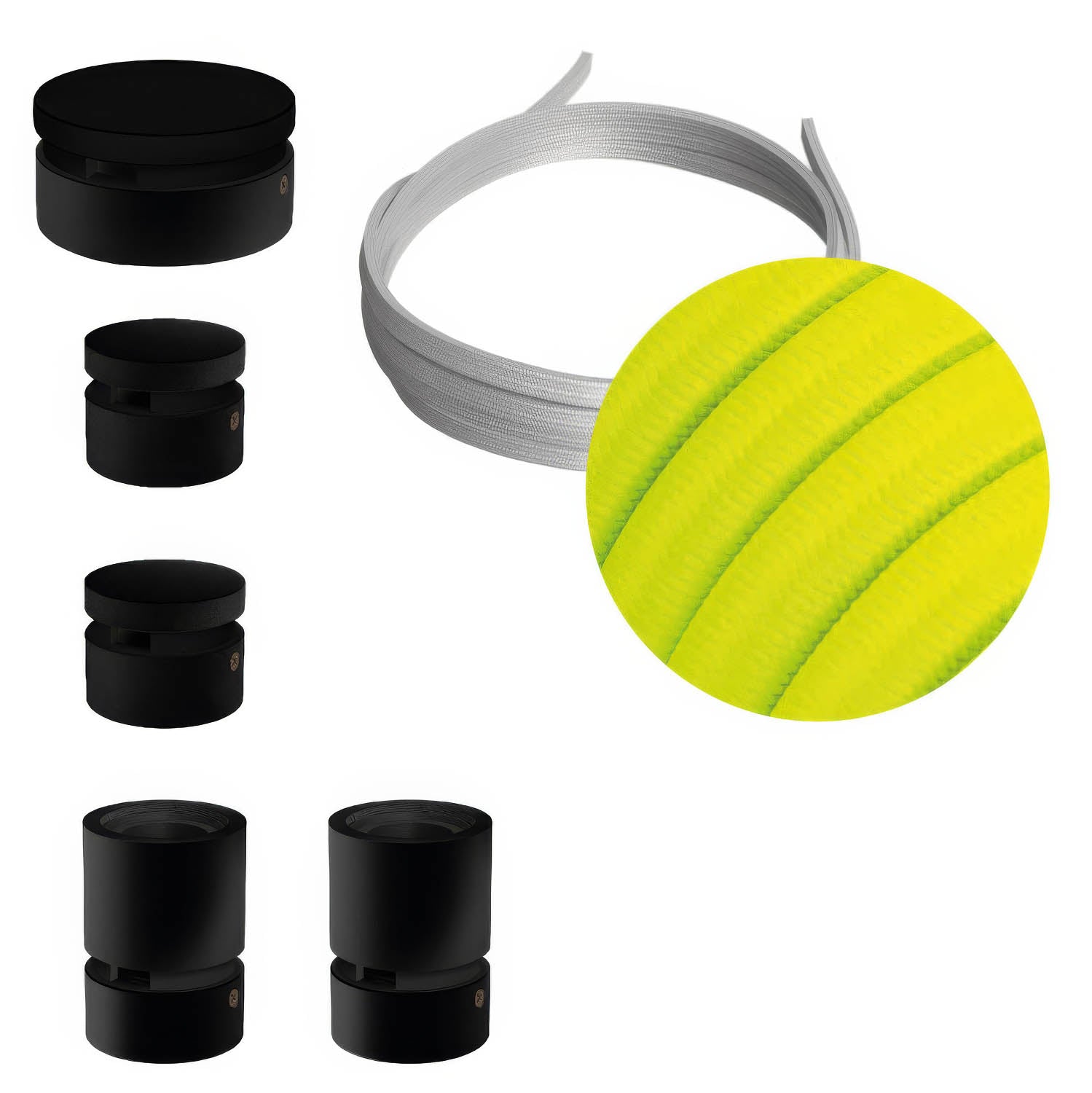 Sistema Filé Wiggle Kit - con cavo CF10 di 3 m per catenaria e 5 componenti in legno verniciato nero per interni - Creative Cables