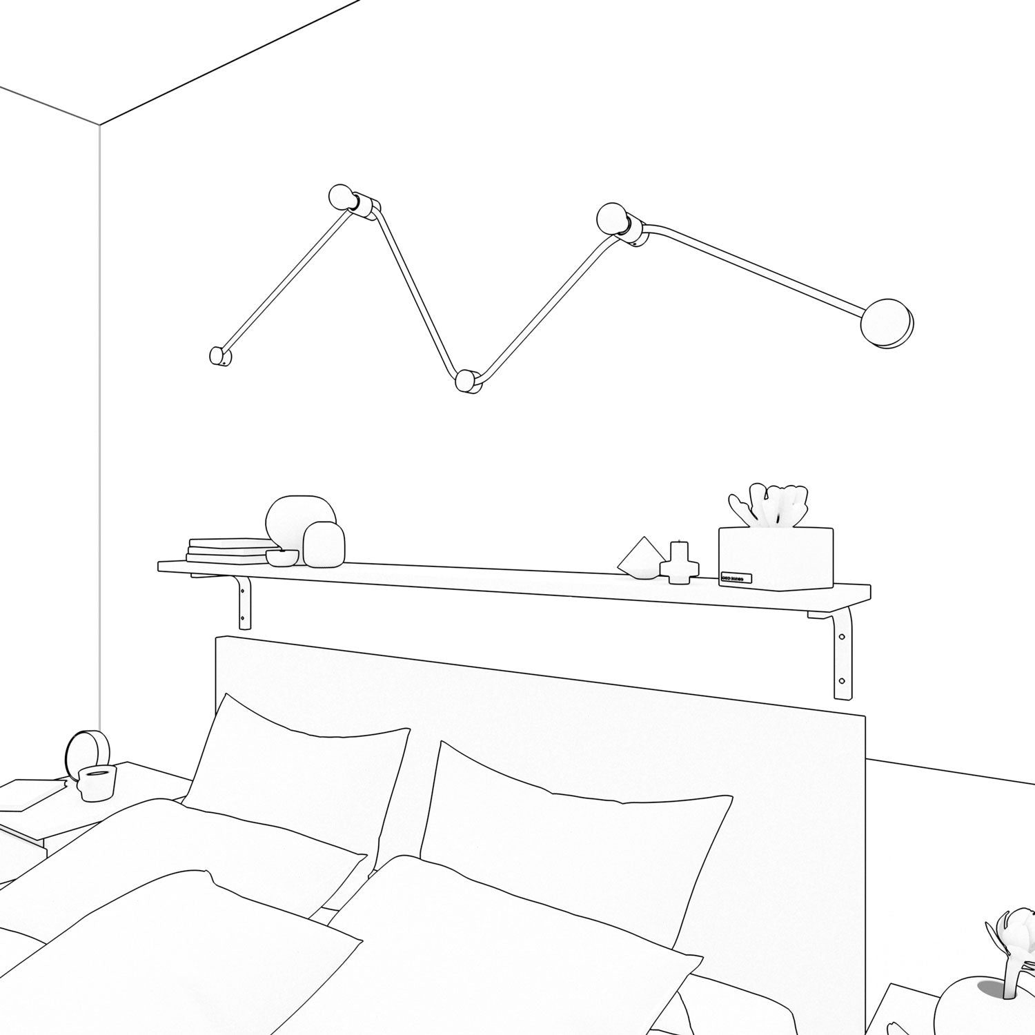 Sistema Filé Wiggle Kit - con cavo CF15 di 3 m per catenaria e 5 componenti in legno per interni