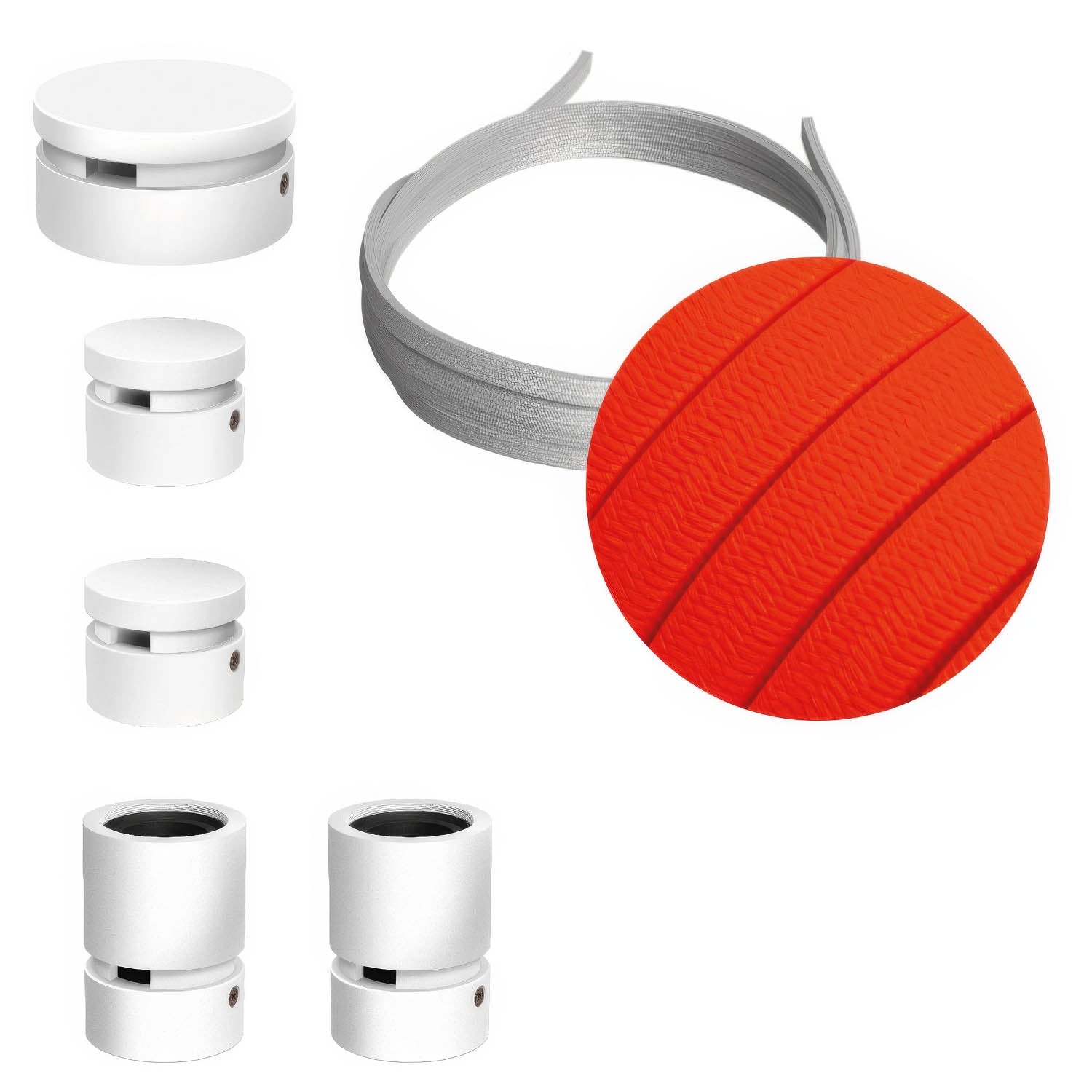 Sistema Filé Wiggle Kit - con cavo CF15 di 3 m per catenaria e 5 componenti in legno verniciato bianco per interni - Creative Cables