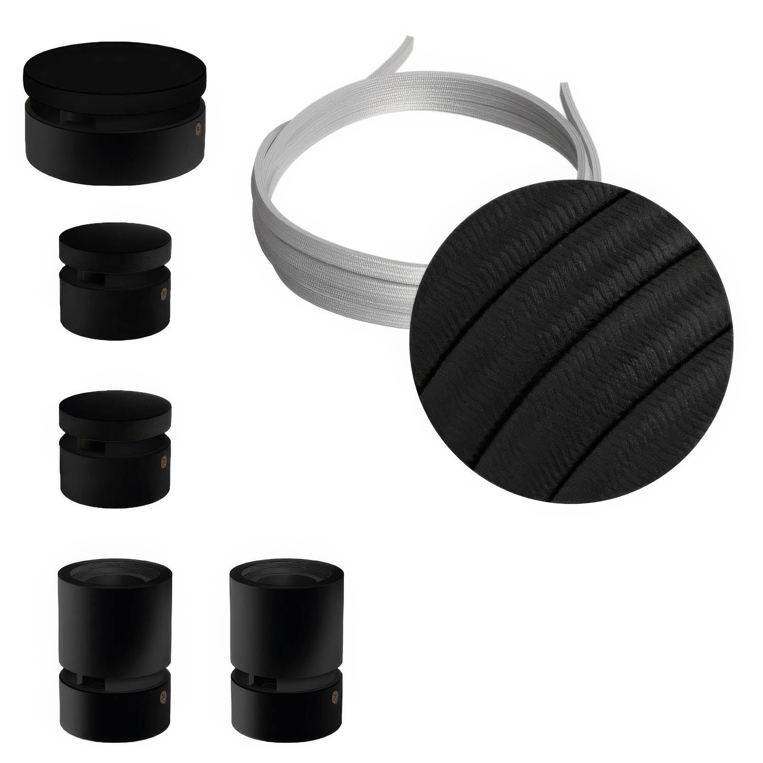 Sistema Filé Wiggle Kit - con cavo CM04 di 3 m per catenaria e 5 componenti in legno verniciato nero per interni - Creative Cables