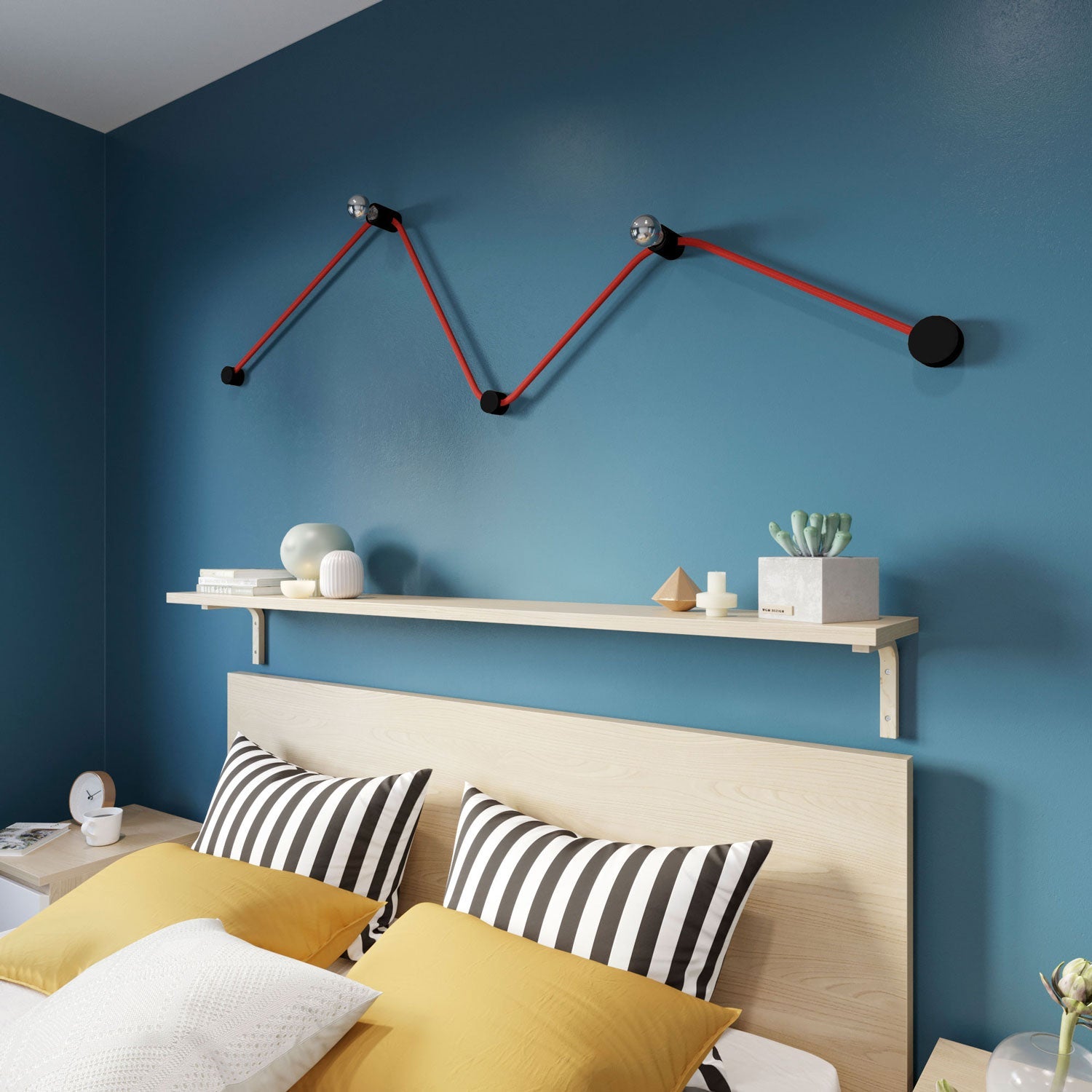 Sistema Filé Wiggle Kit - con cavo CM09 di 3 m per catenaria e 5 componenti in legno verniciato nero per interni