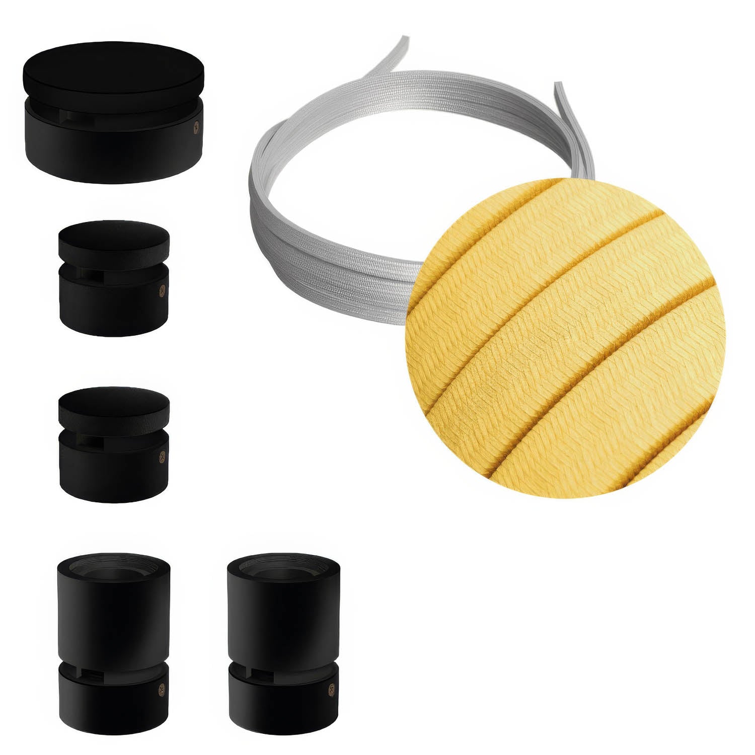 Sistema Filé Wiggle Kit - con cavo CM10 di 3 m per catenaria e 5 componenti in legno verniciato nero per interni - Creative Cables