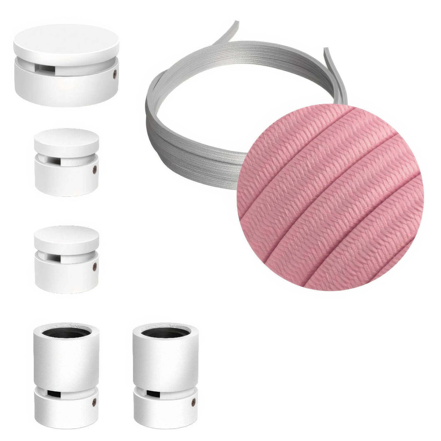 Sistema Filé Wiggle Kit - con cavo CM16 di 3 m per catenaria e 5 componenti in legno verniciato bianco per interni - Creative Cables