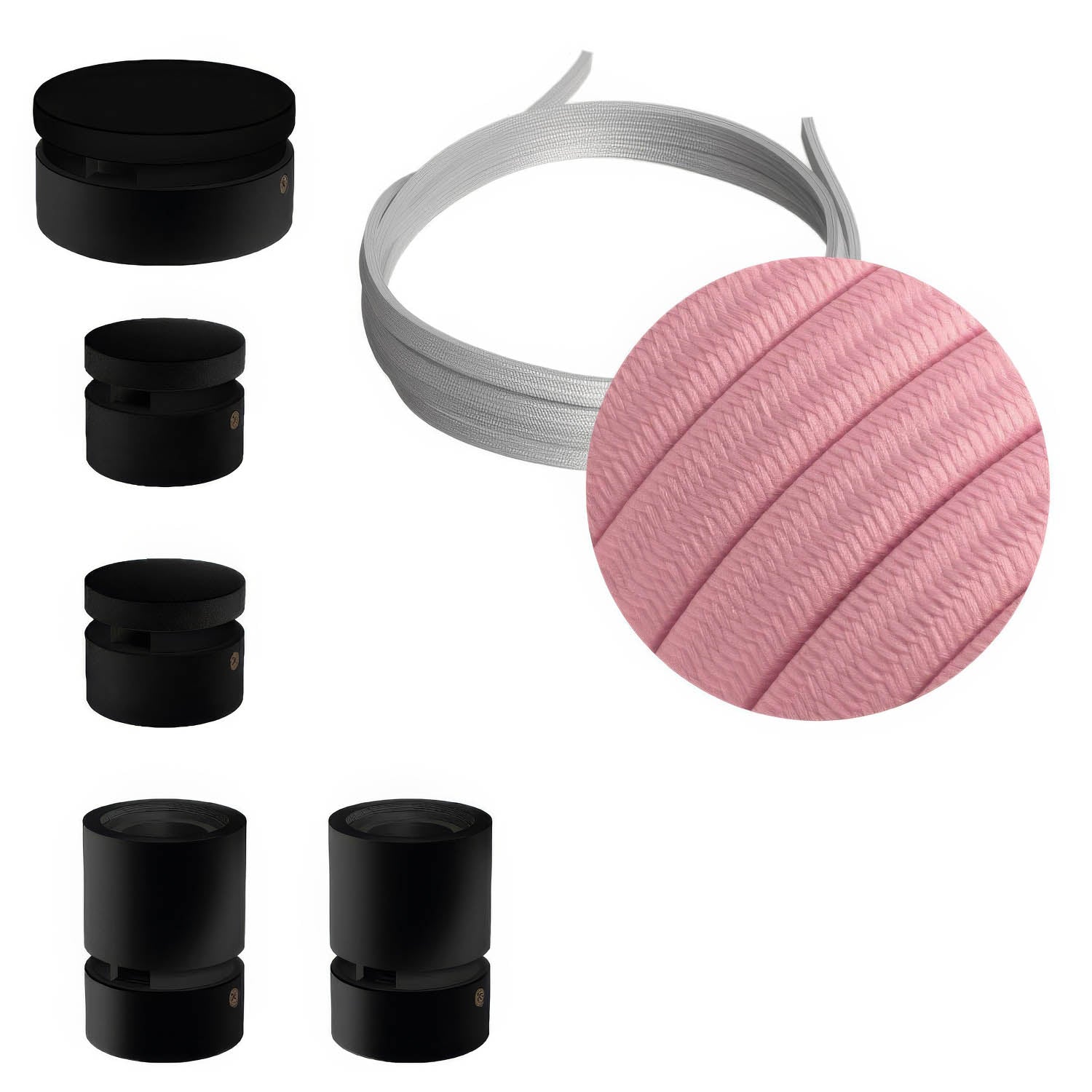 Sistema Filé Wiggle Kit - con cavo CM16 di 3 m per catenaria e 5 componenti in legno verniciato nero per interni - Creative Cables