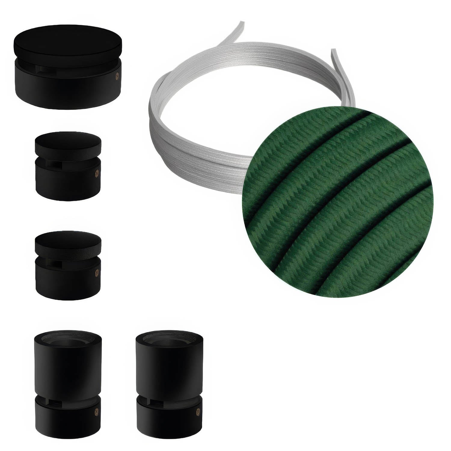 Sistema Filé Wiggle Kit - con cavo CM21 di 3 m per catenaria e 5 componenti in legno verniciato nero per interni - Creative Cables