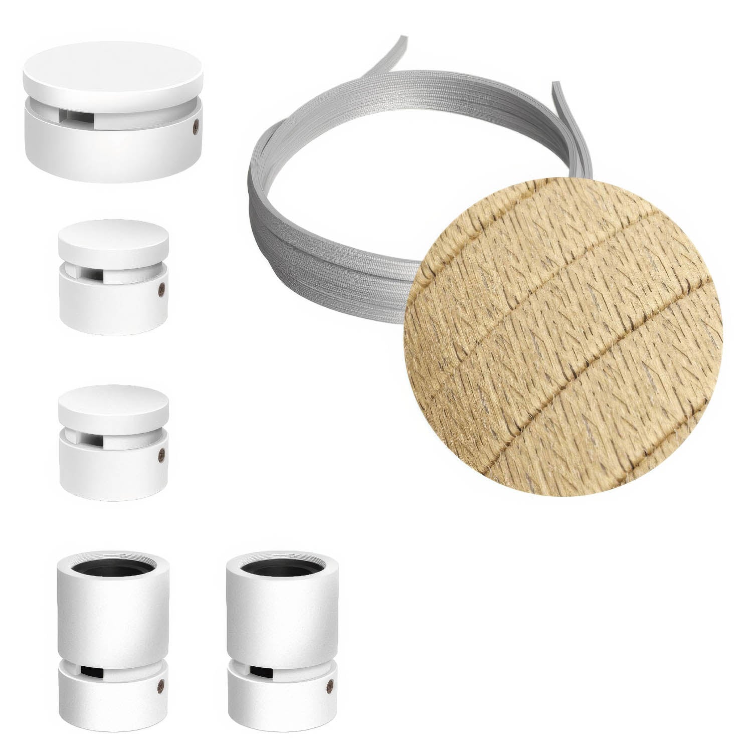 Sistema Filé Wiggle Kit - con cavo CN06 di 3 m per catenaria e 5 componenti in legno verniciato bianco per interni - Creative Cables