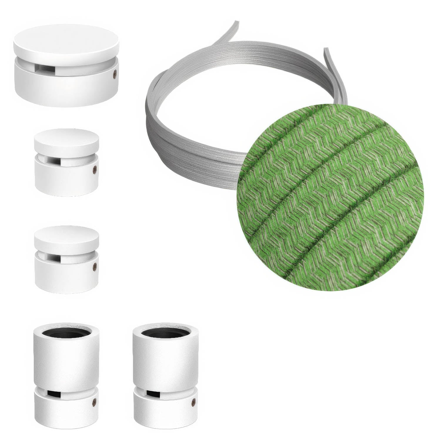 Sistema Filé Wiggle Kit - con cavo CX08 di 3 m per catenaria e 5 componenti in legno verniciato bianco per interni - Creative Cables