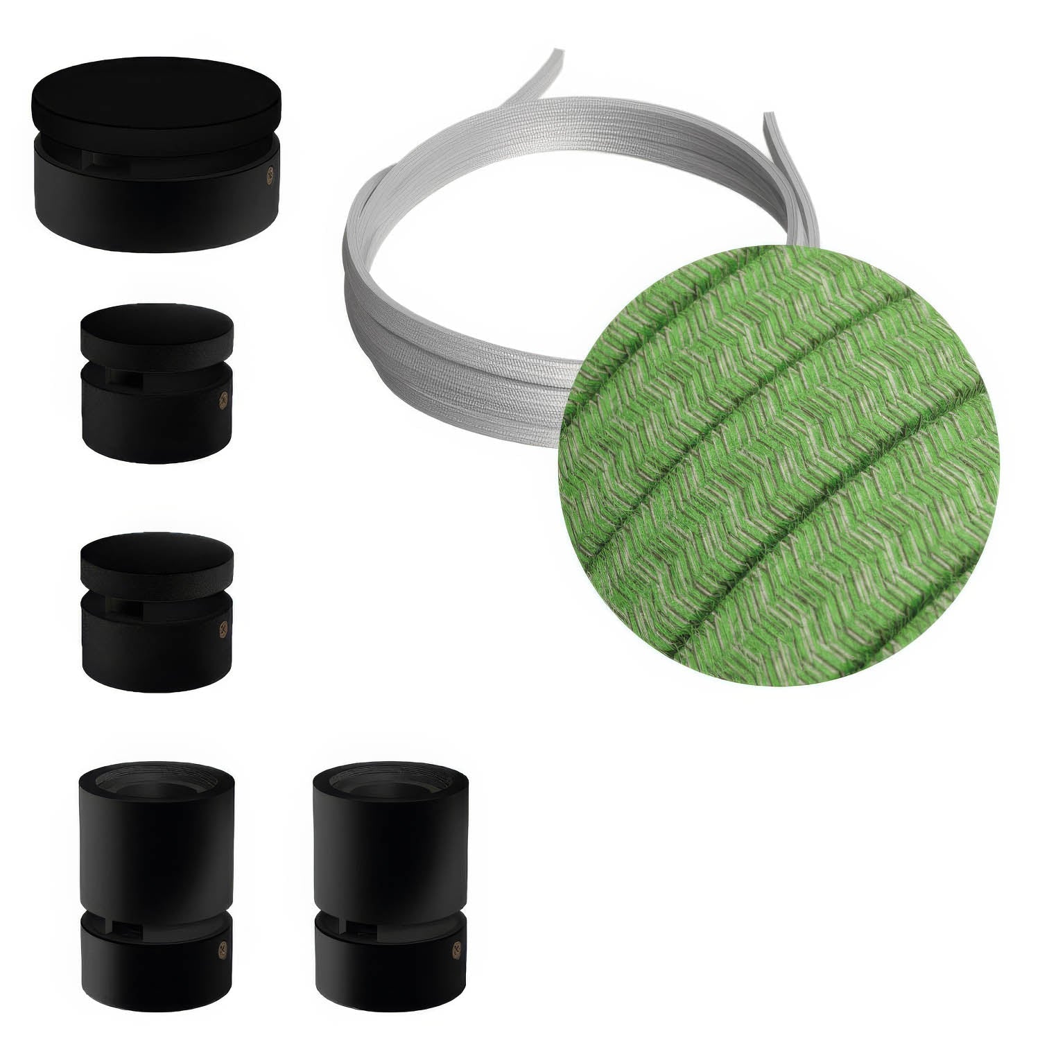 Sistema Filé Wiggle Kit - con cavo CX08 di 3 m per catenaria e 5 componenti in legno verniciato nero per interni - Creative Cables