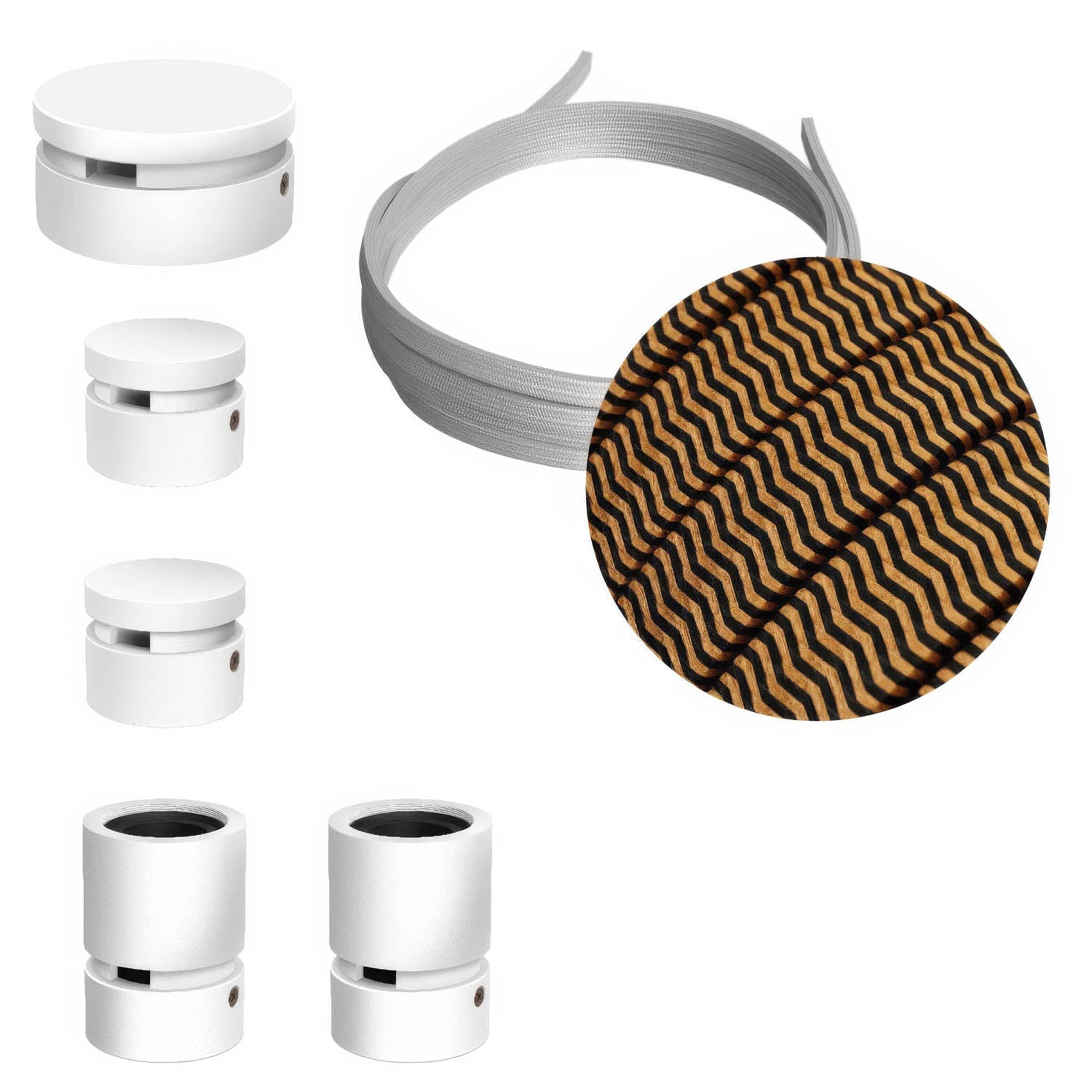 Sistema Filé Wiggle Kit - con cavo CZ22 di 3 m per catenaria e 5 componenti in legno verniciato bianco per interni - Creative Cables